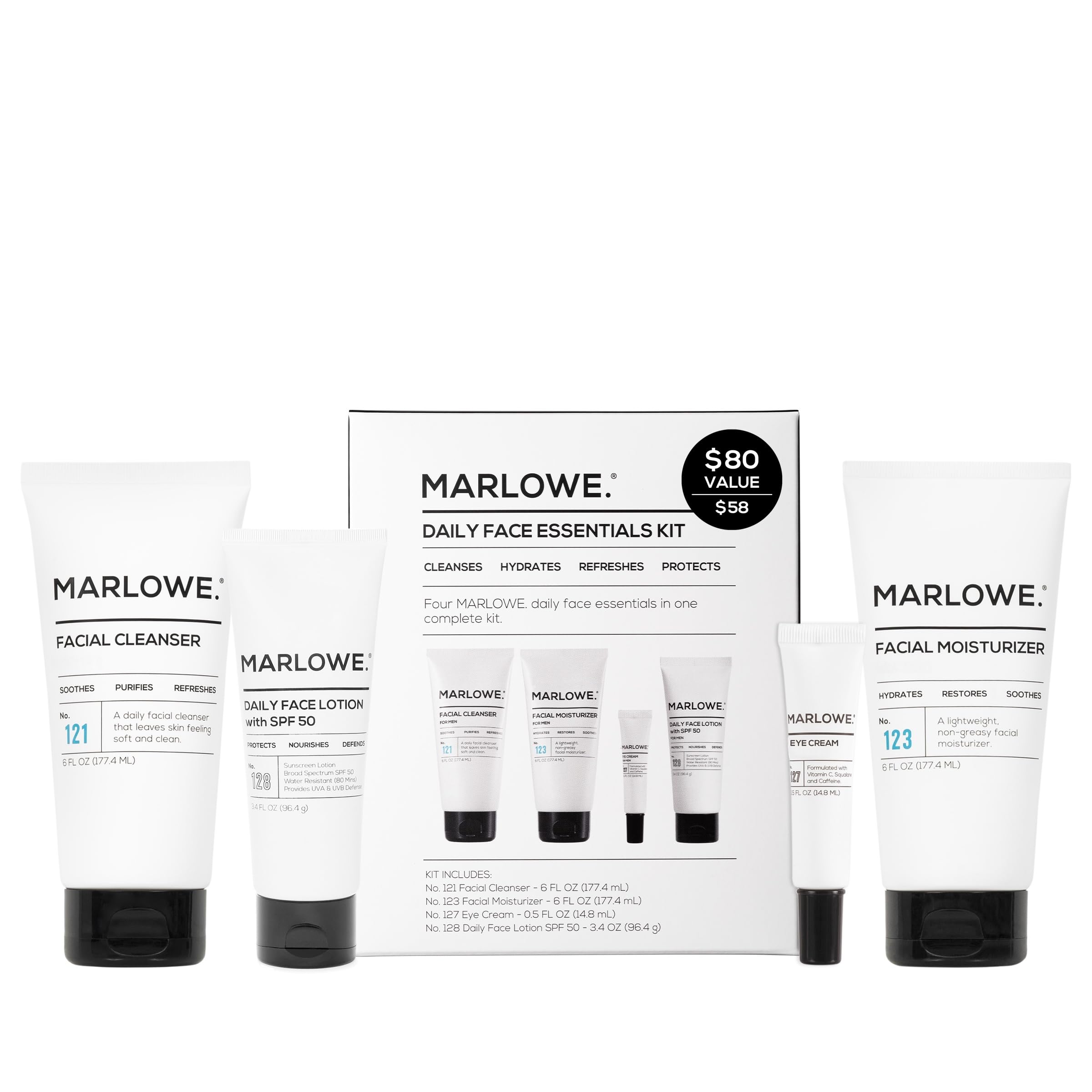 MARLOWE. Men's Skin Care Gift Set, Daily Essentials Face Kit - Product Imagery