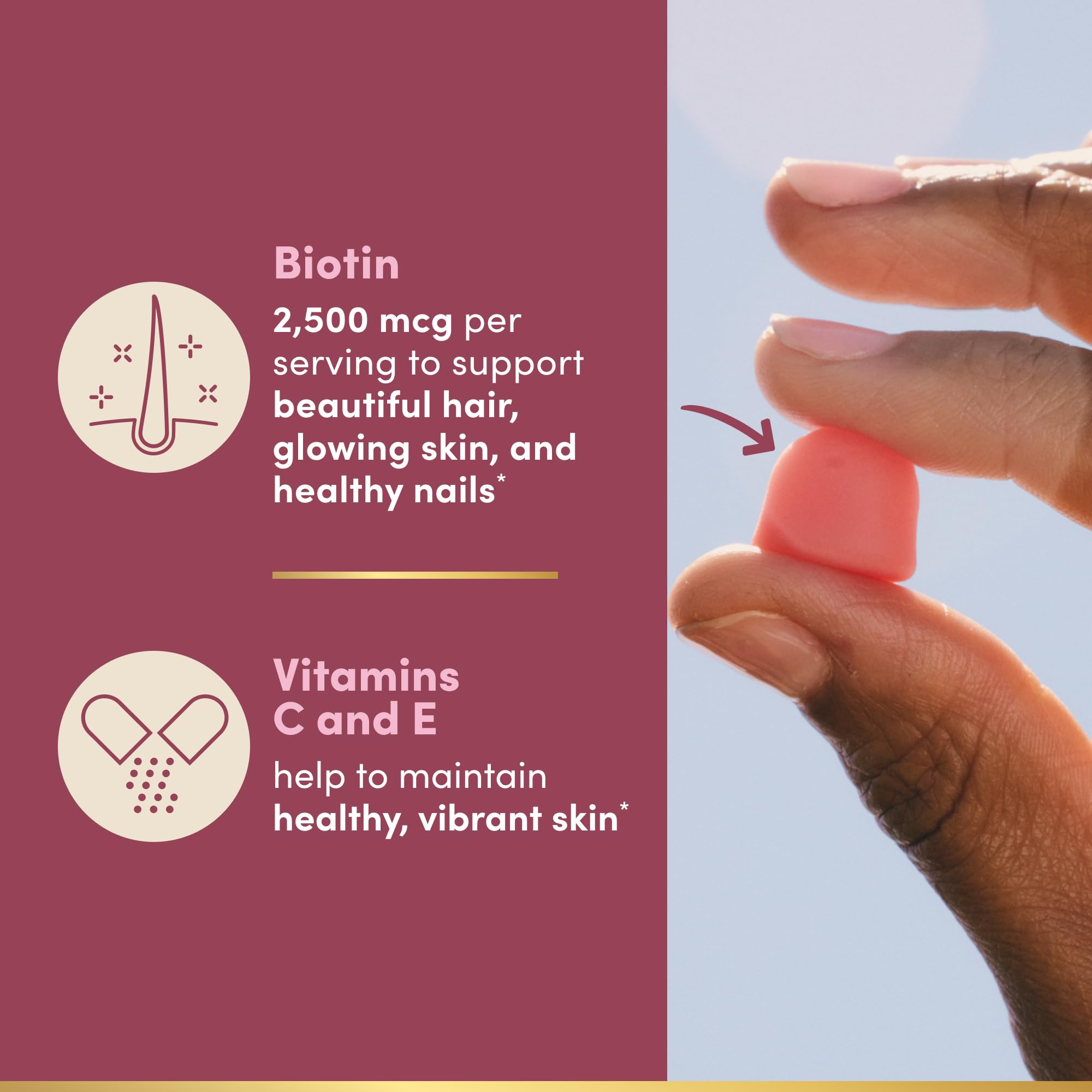Nature's Bounty Hair Skin & Nails Gummies, Biotin 2500mcg