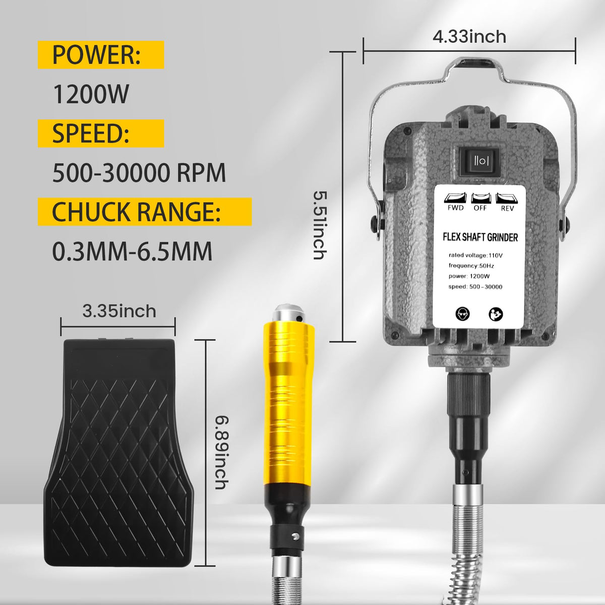 1200W 30000RPM Rotary Tool Electric Flex Shaft Rotary Tool - Enkreefi Official Imagery - 3