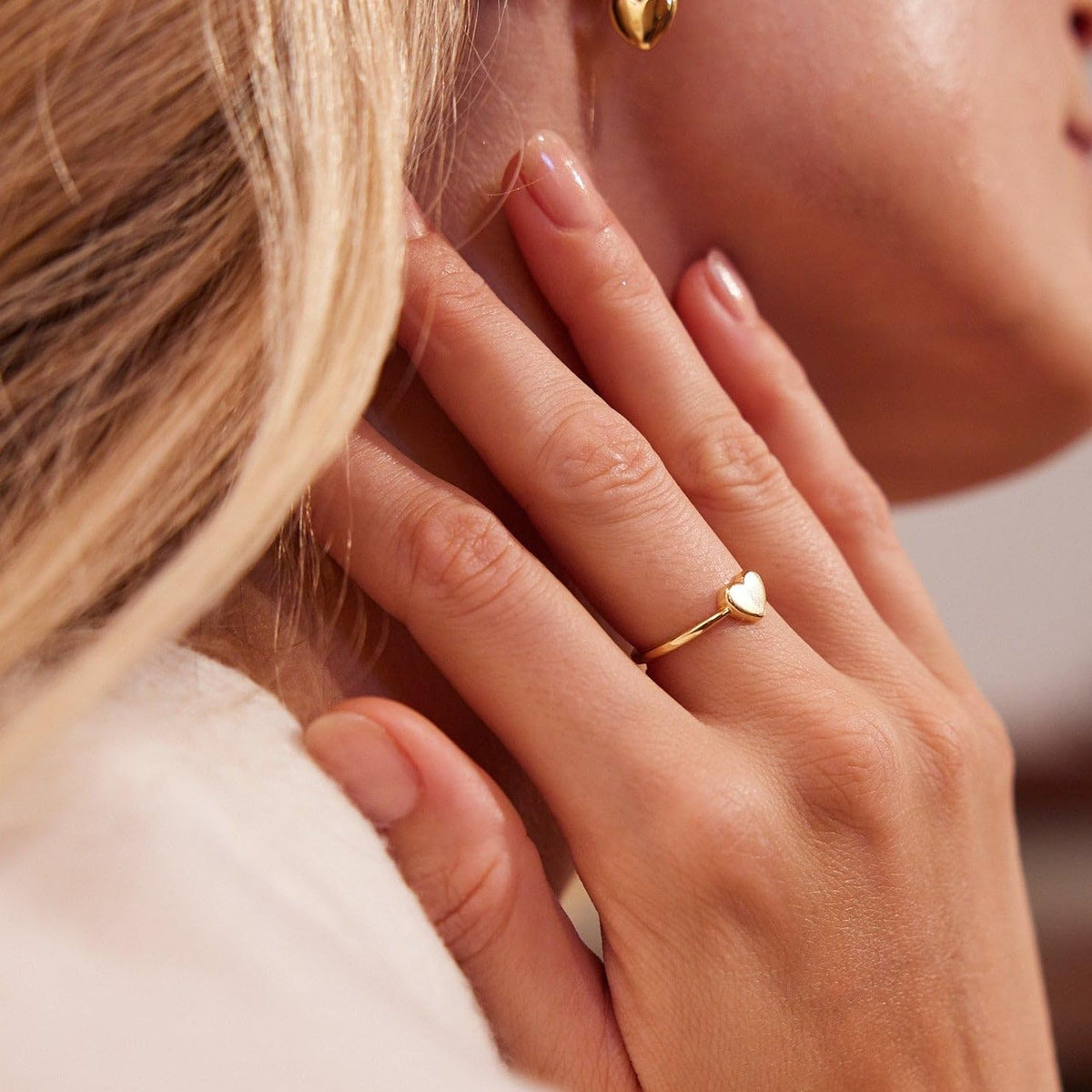Brook & York Ruby Heart Ring - Hypoallergenic 14K Gold-Plated Brass - Heart Jewelry - Valentine's Day - Women's Rings- A