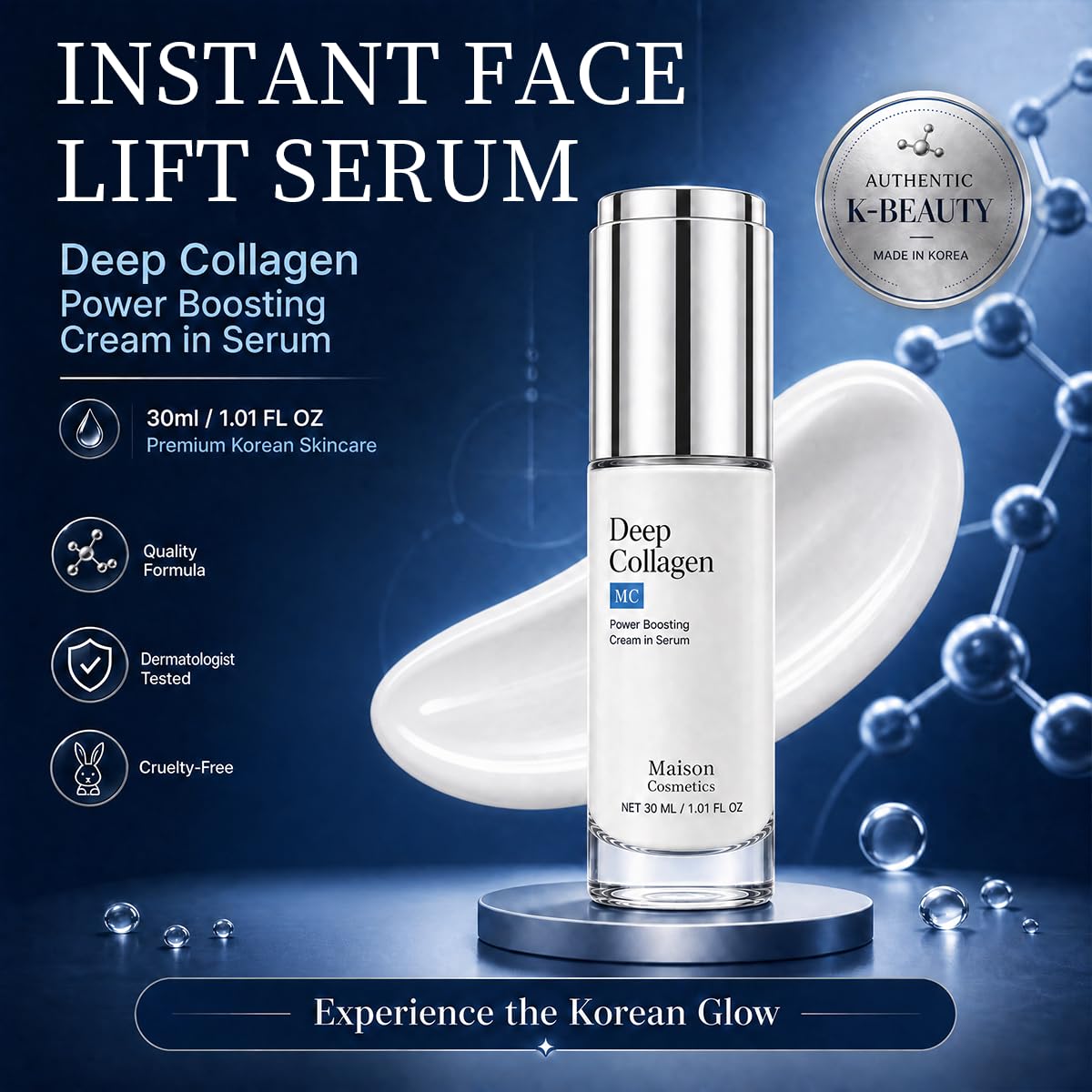 Zorlyna Maison Cosmetics Deep Collagen Serum, Korean Collagen Face Serum for Mature Skin, Hydrating & Firming Facial Ser
