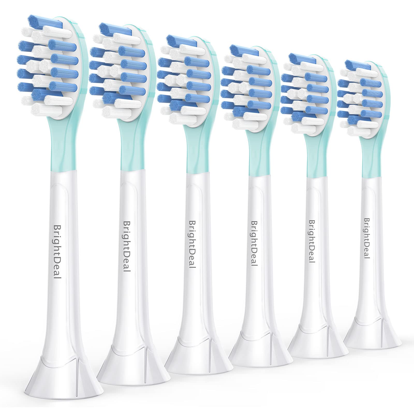 BrightDeal replacement toothbrush heads for Philips Sonicare, white C3 G3 W3 C2 G2, 6-pack, compatible with ProtectiveClean and DiamondClean models.