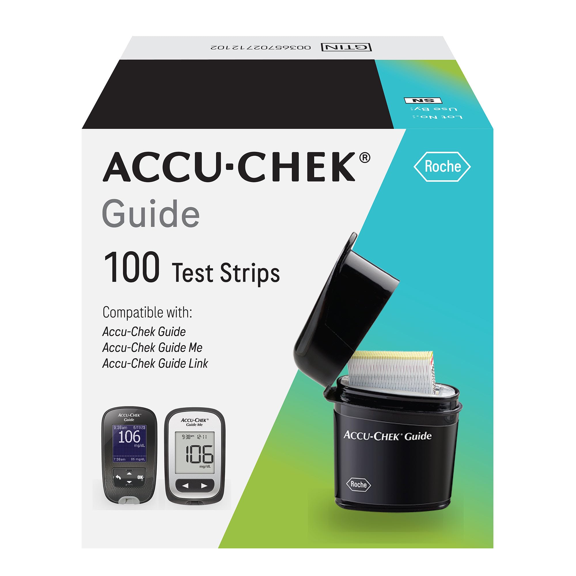 Accu-Chek Guide Glucose Test Strips, Pack of 100 - Product Imagery