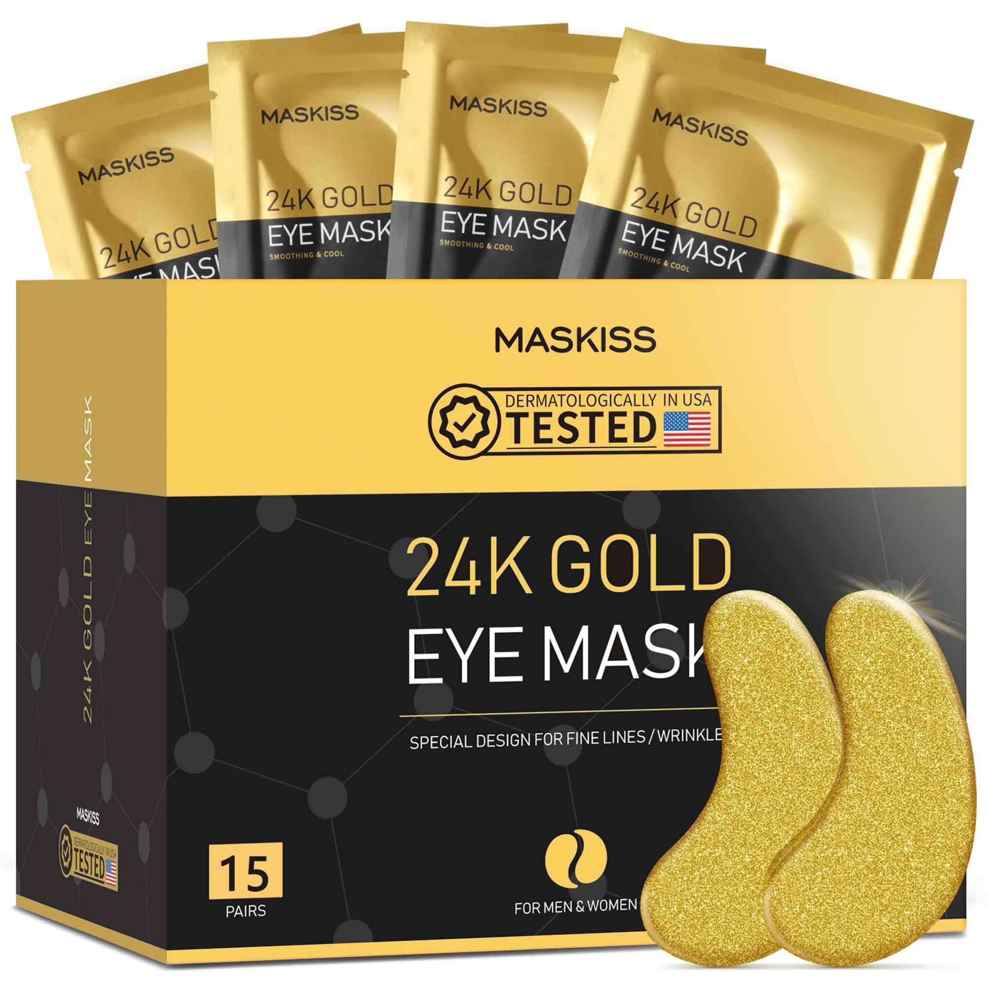 Maskiss 24K Gold Under Eye Patches (15 Pairs), Eye Mask, - Product Imagery