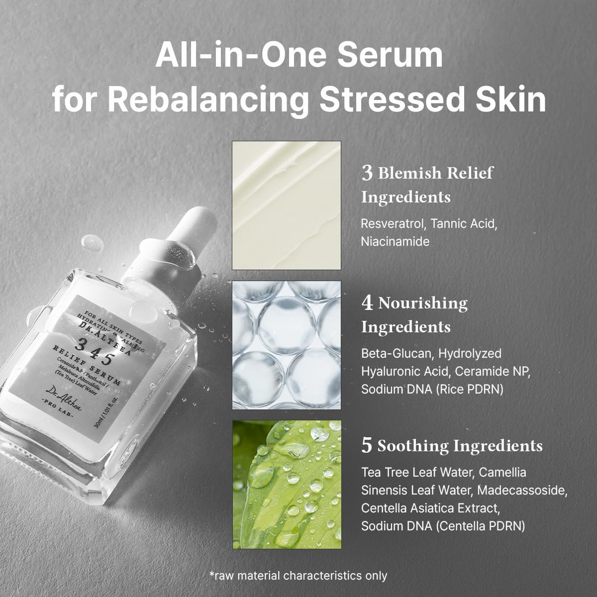 Dr.Althea 345 Relief Serum, Korean Vegan Skin Care, 1.01 Fl Oz – packaging and label