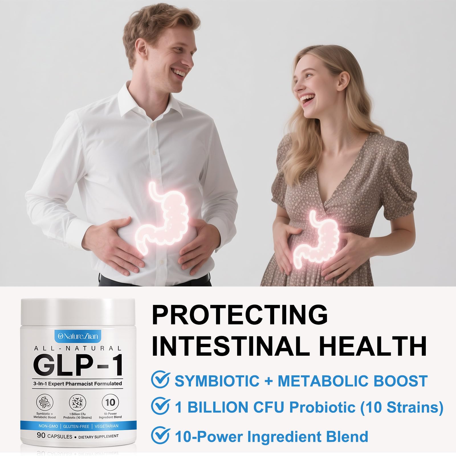 O Nature ZIRAN GLP-1 Weight Management Supplement for Women & Men, GLP1 Appetite Control, Energy & Digestion Balance - Vegan, Gluten-Free, Dairy Free, 90 Capsules (Pack of 1)