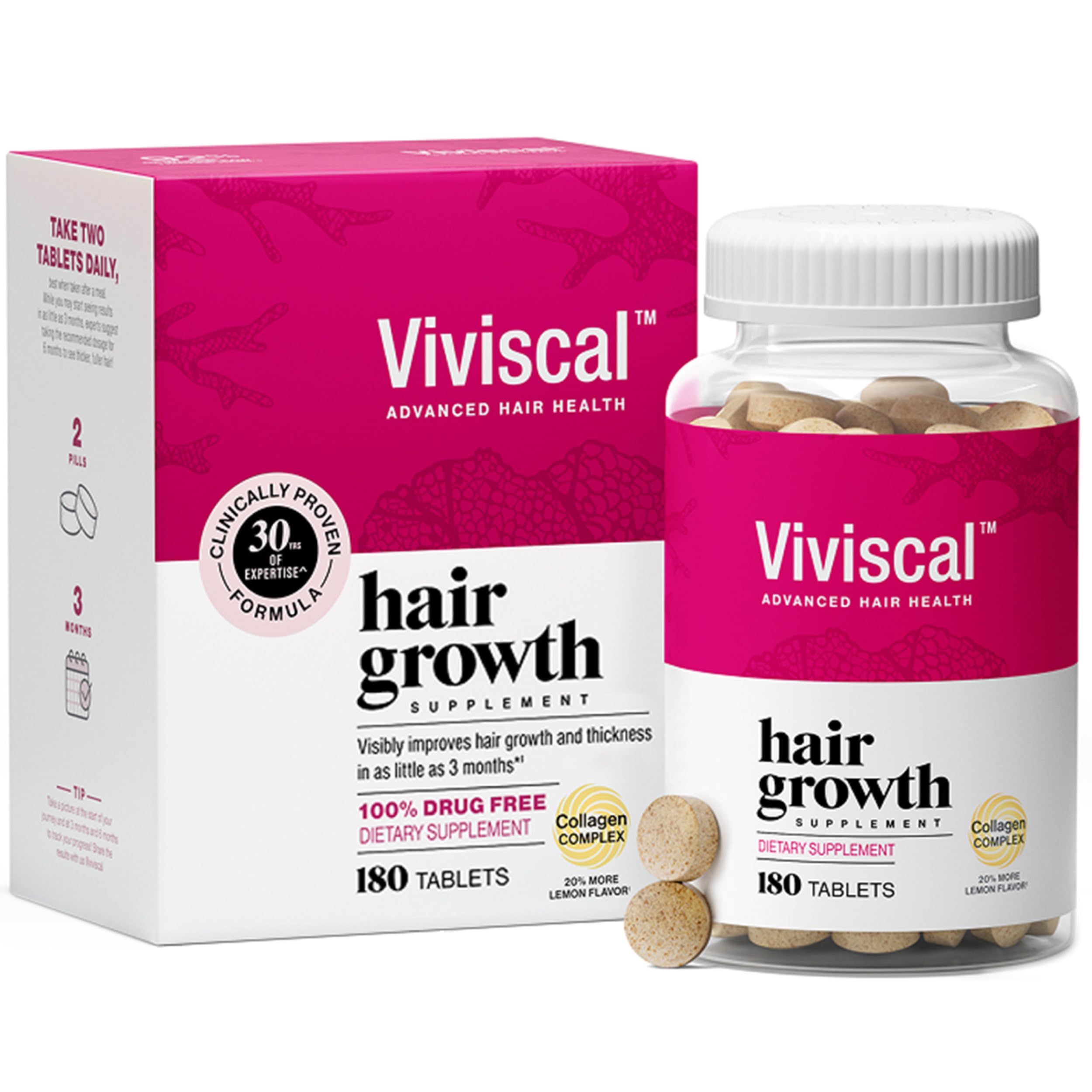 Viviscal Hair Growth Supplements for Women, 180 Tablets, 90-Day - Product Imagery