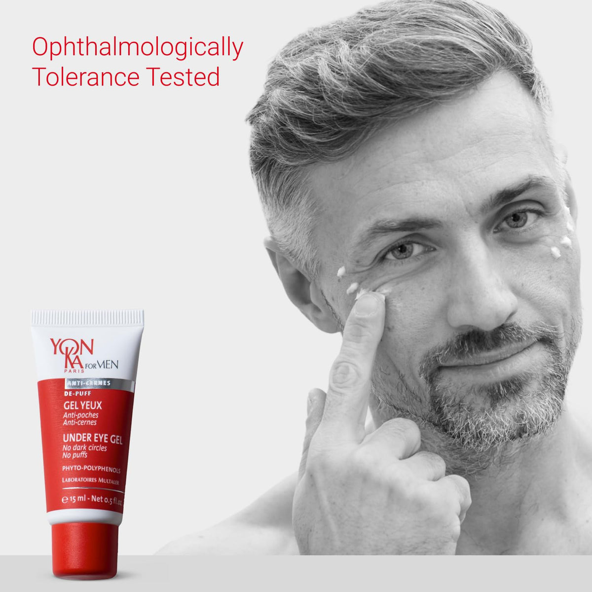 Yonka Yon-Ka Men's Eye Gel, For Puffiness & Dark Circles – back view and specifications