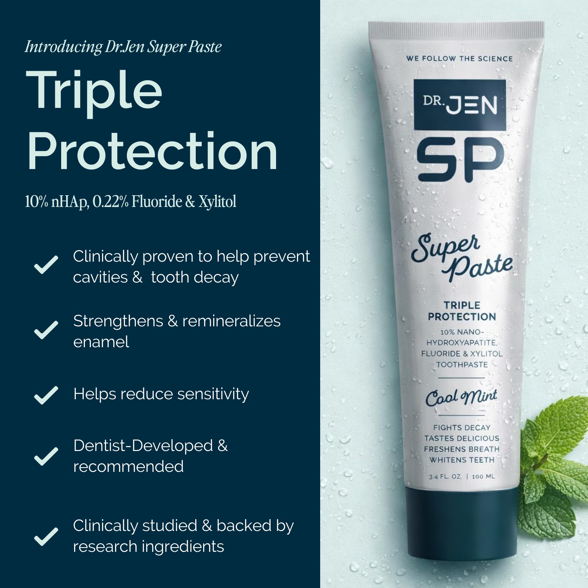 Dr. Jen Super Paste Toothpaste, 10% Nano Hydroxyapatite, Dentist Designed