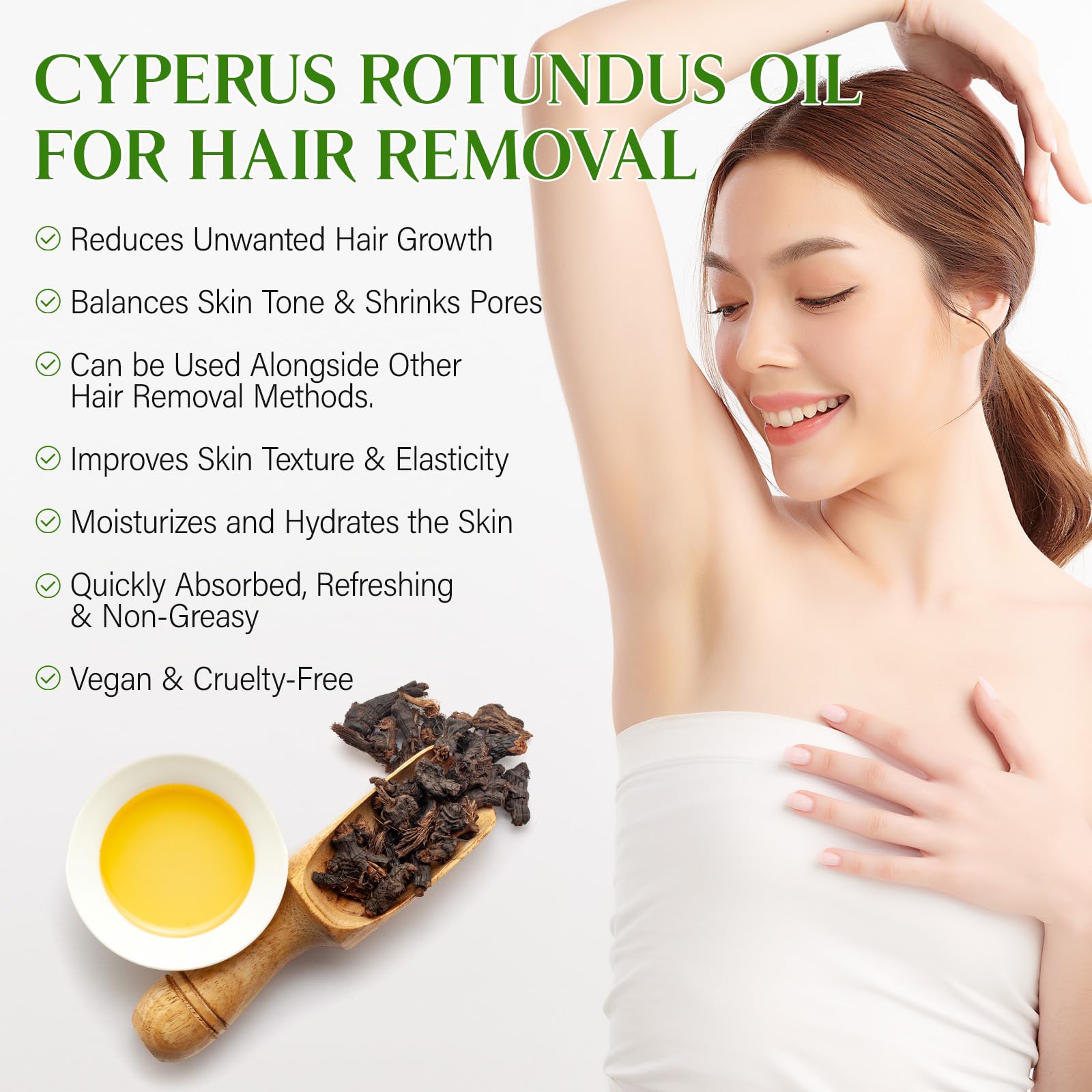 GOGIFTGO Cyperus Rotundus Oil,Cyprus Rotundus Oil for Hair Removal,Cyperus Oi-l Natural, Soothing and Gentle,Reducing Body Hair Growth,Smooth Skin & Hair Removal,60ml (1pcs)