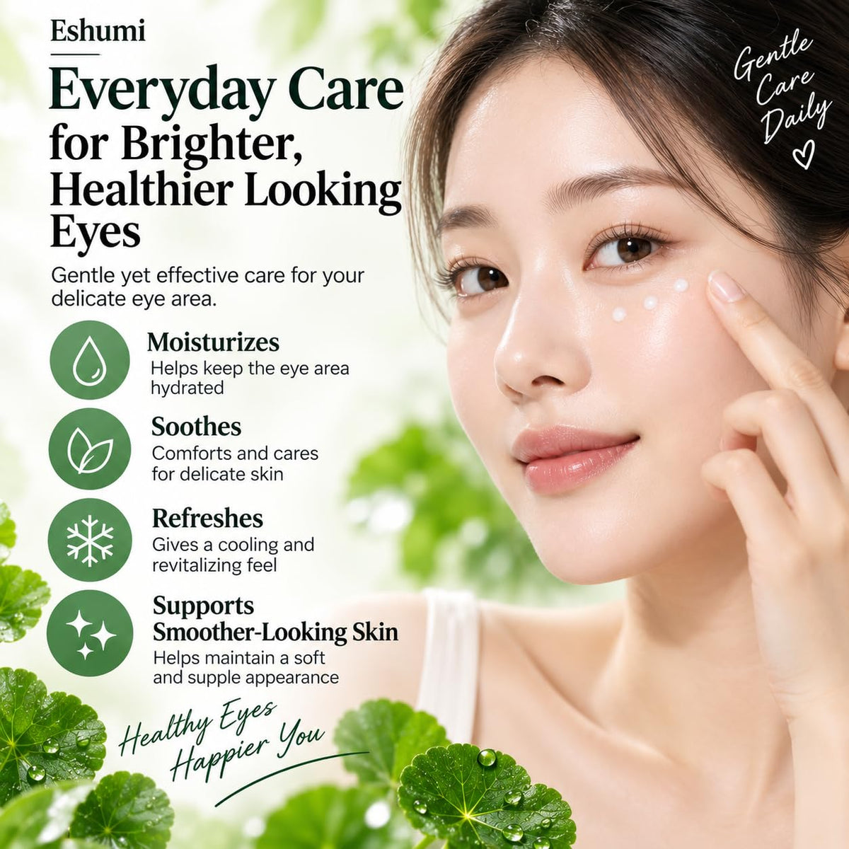 ESHUMI Collagen Repair Rolling Cica Eye Serum - Korean Cooling Rollerball Eye Massager Serum for Tired Eyes, Hydration &