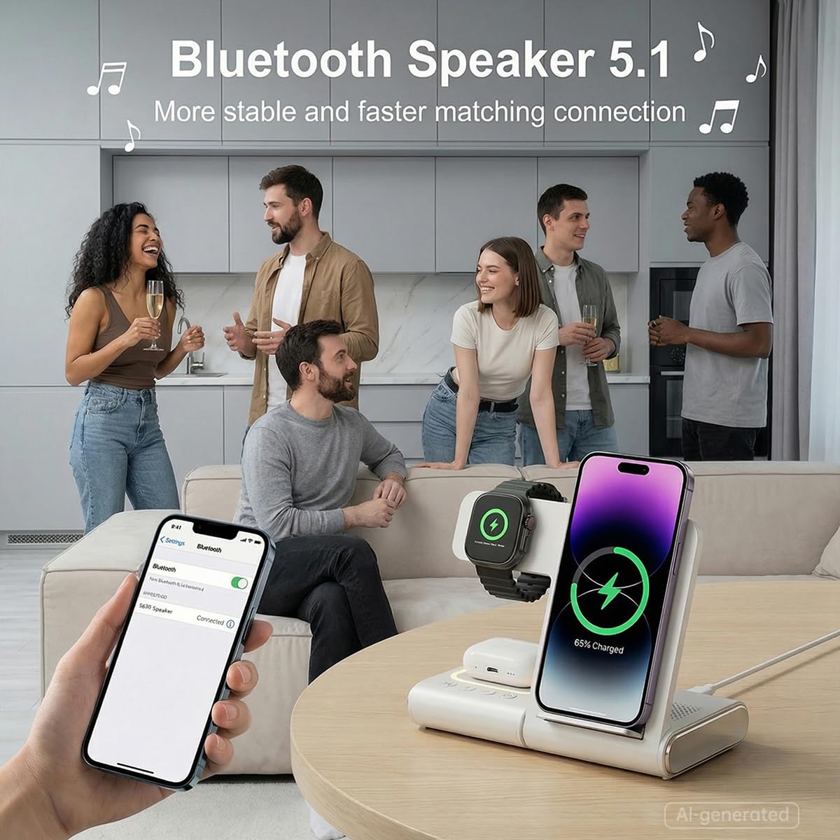 BLKE Pro BLKE Bedside Charging Hub with Speaker Light: Foldable Wireless Station – close-up detail