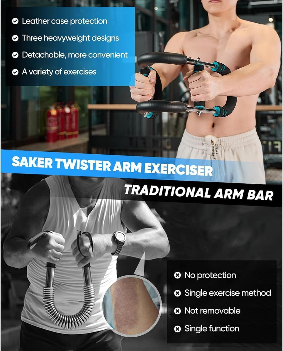 LYKAN Twister Arm Trainer, 40-100lb Adjustable Chest Workout Equipment, Arm Trainer, Twister Arm Trainer, Portable Power