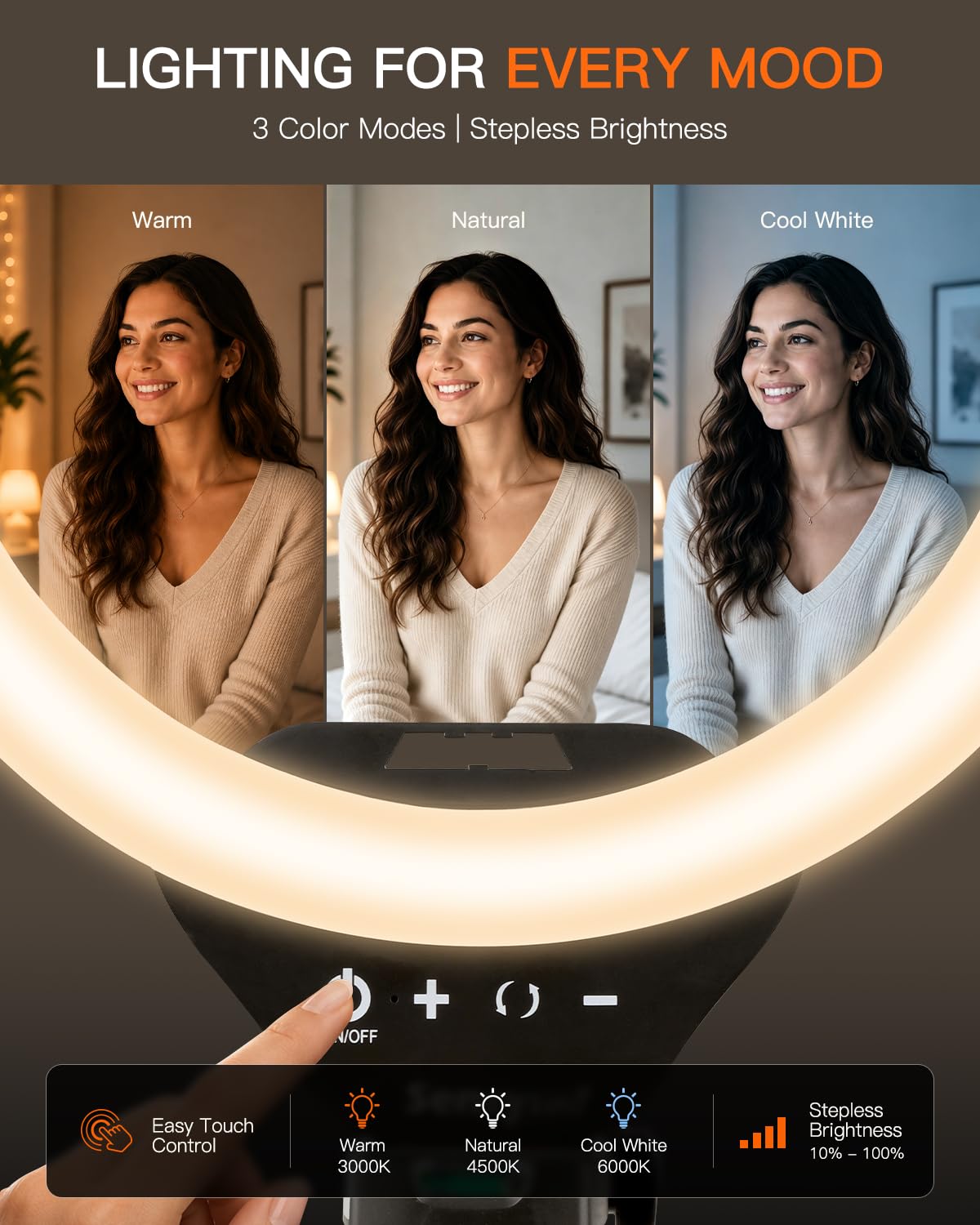 SENSYNE Ring Light with Stand, 50" Phone Tripod with Wireless Remote – packaging and label