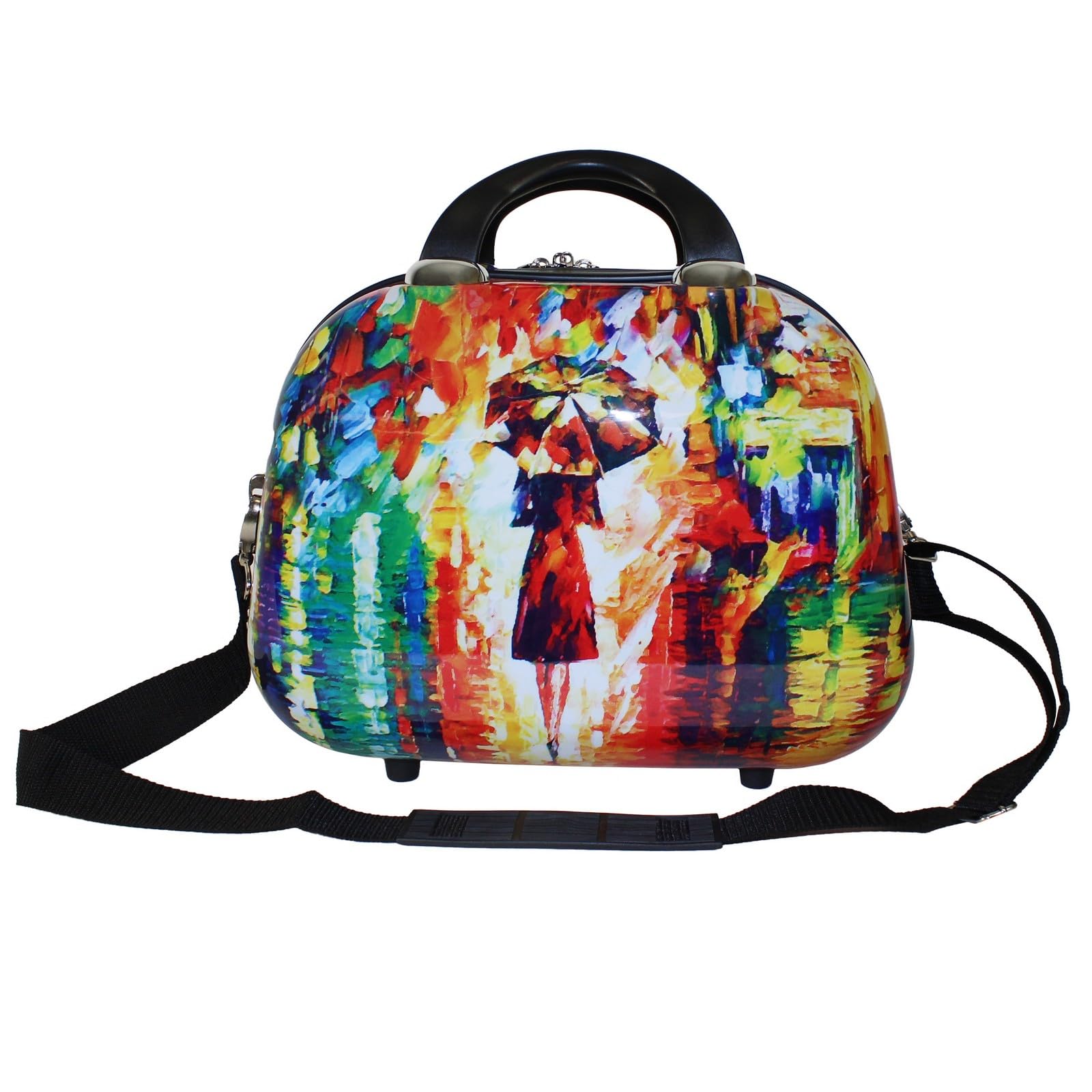World Traveler Paris Nights 13-inch cosmetic tote bag, stylish handbag with a Paris-themed design and spacious interior.
