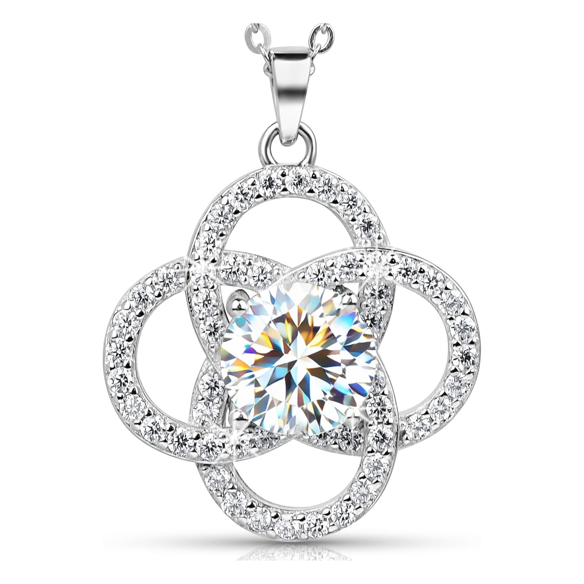 SOULVAYA Moissanite Pendant Necklace for Women – Amulet Symbolizing Safety, Love, Prosperity and Well-Being, Sterling Si