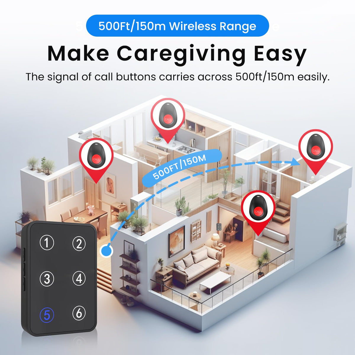CallToU Wireless Call Button Caregiver Pager Nurse Call - CallToU Official Imagery - 7