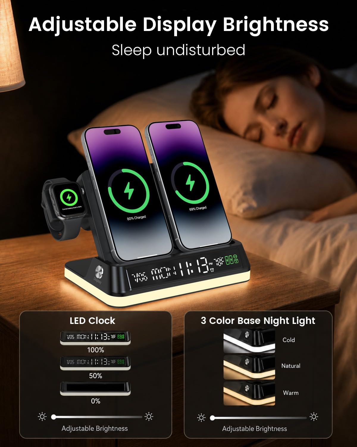 7 in 1 Wireless Charging Station with Auto Sync Clock Sunset - Goldjoy Official Imagery - 7