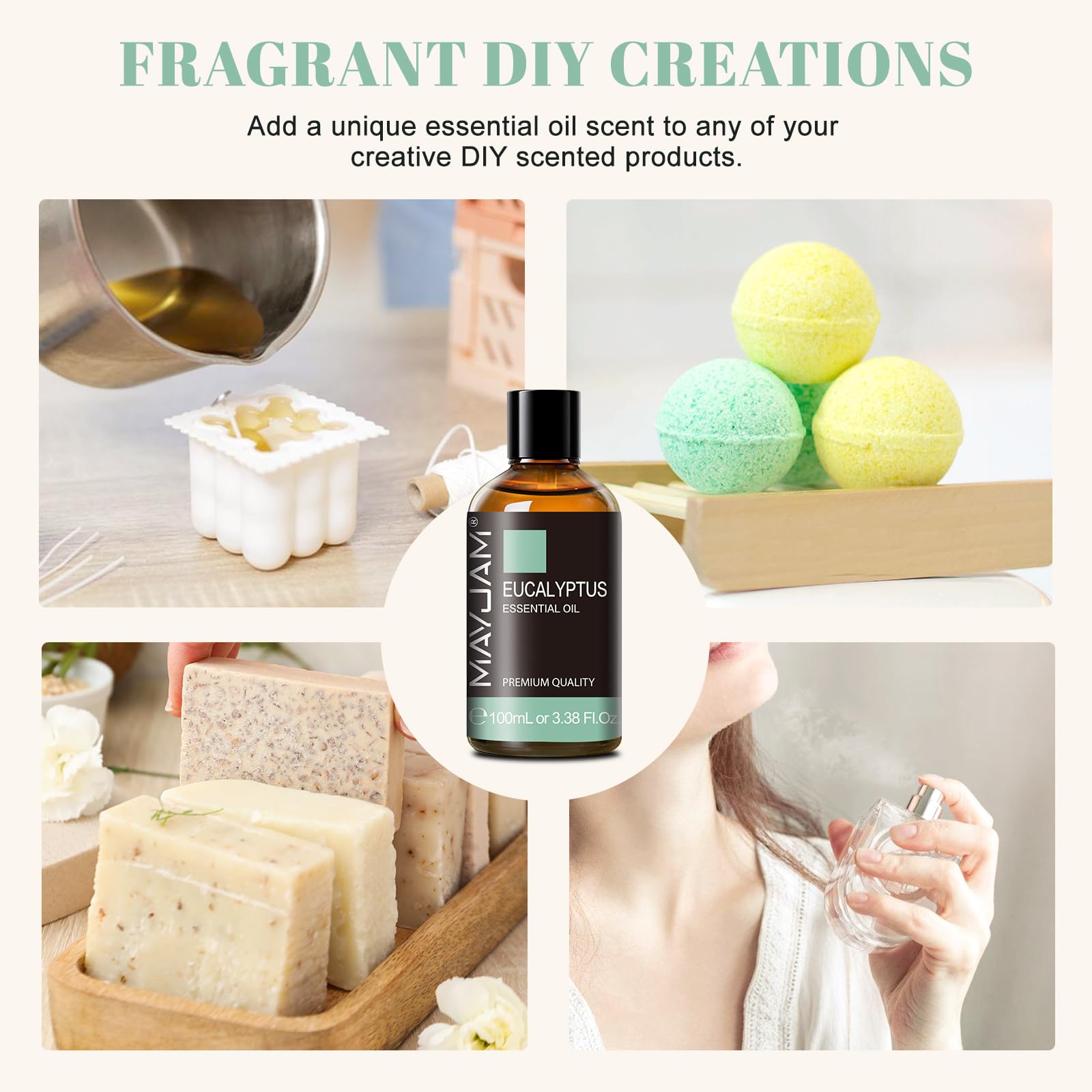 MAYJAM Eucalyptus Essential Oil for Diffuser & Skin – 100ml
