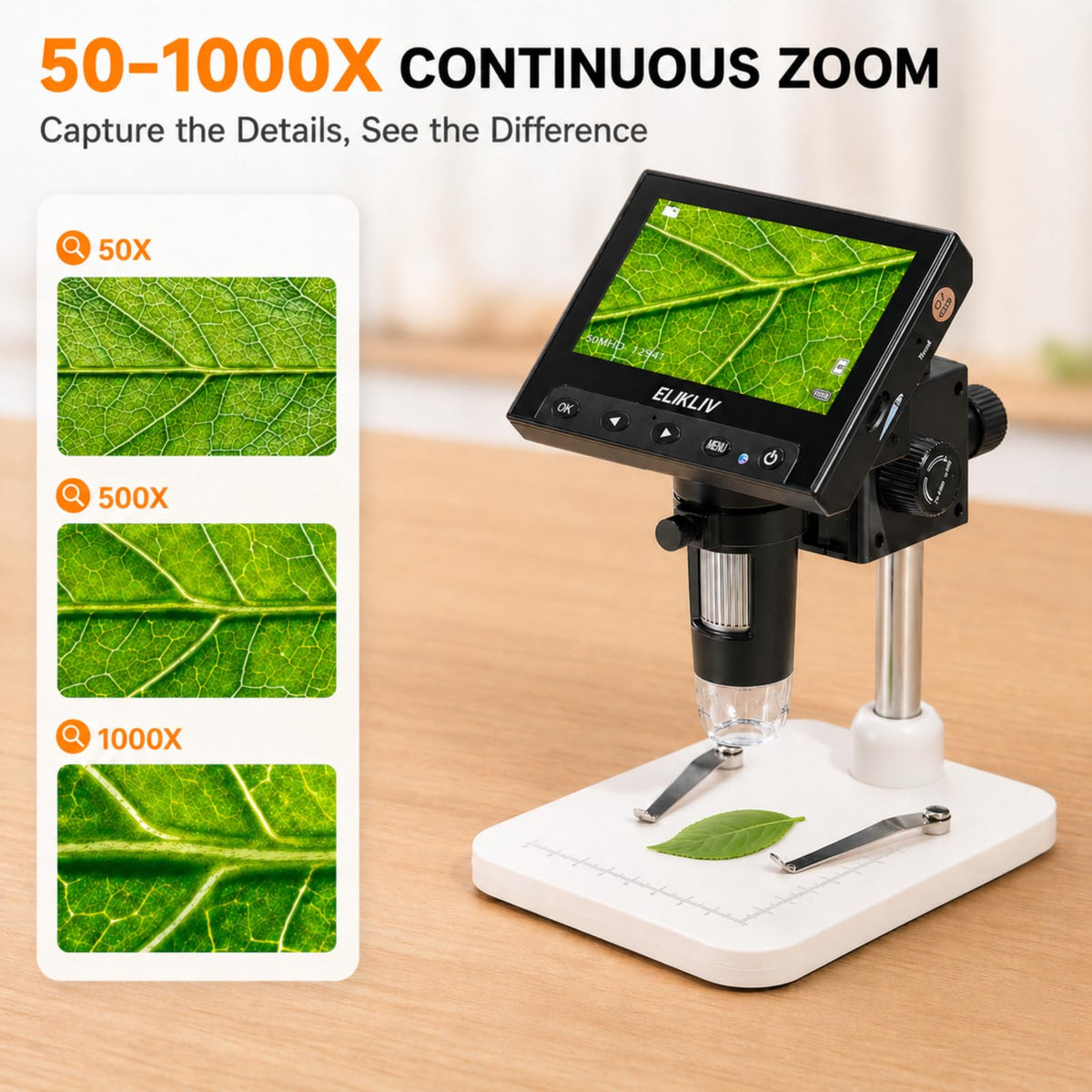 Elikliv Microscope LCD Digital Coin Microscope 1000x Coin - Elikliv Official Imagery - 6