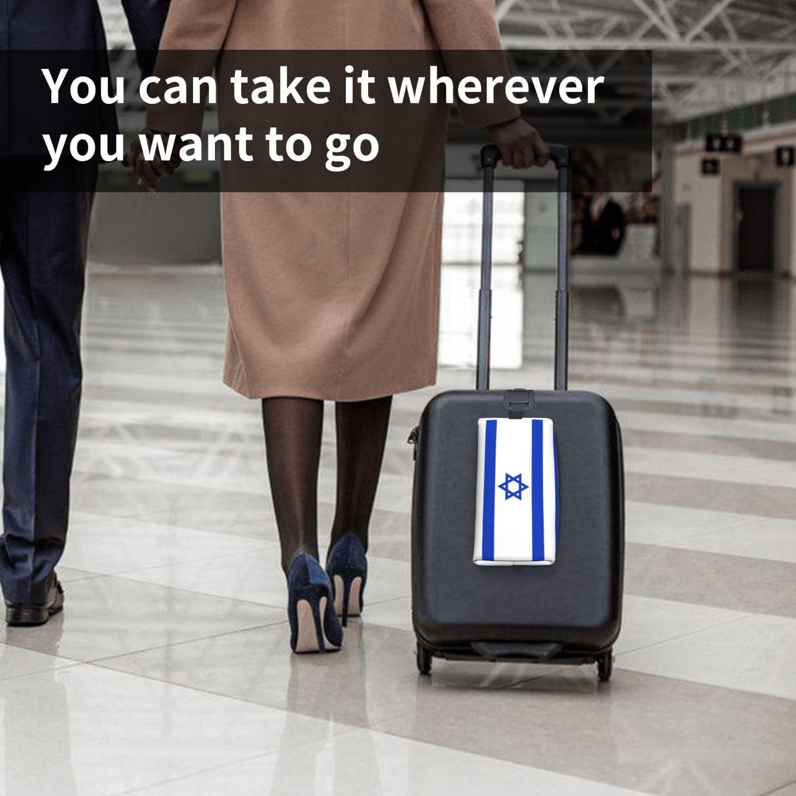 SXZVVBN Israeli flag large capacity travel toiletry bag made of durable Oxford cloth, suitable for cosmetics and makeup organization.