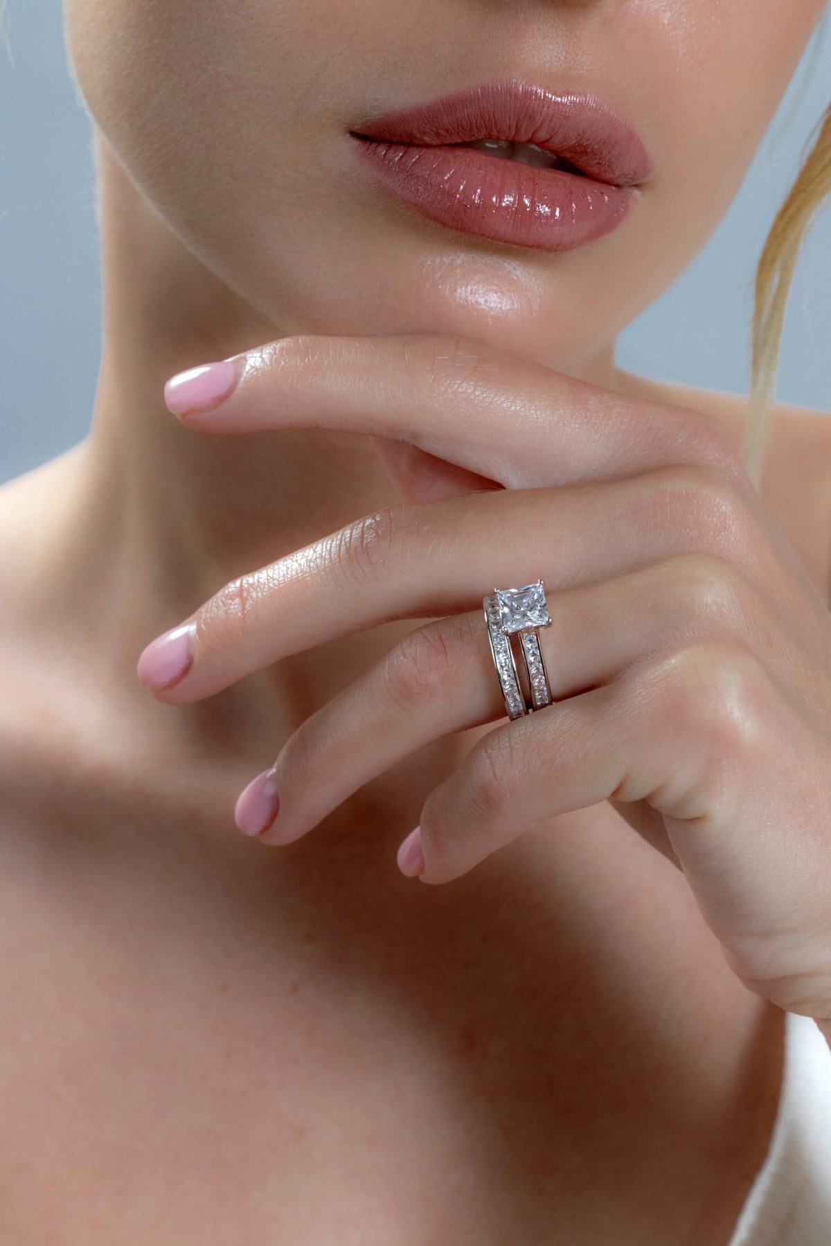 4 3 Carats Sterling Silver Cubic Zirconia Bridal Set - Bonndorf Official Imagery - 5