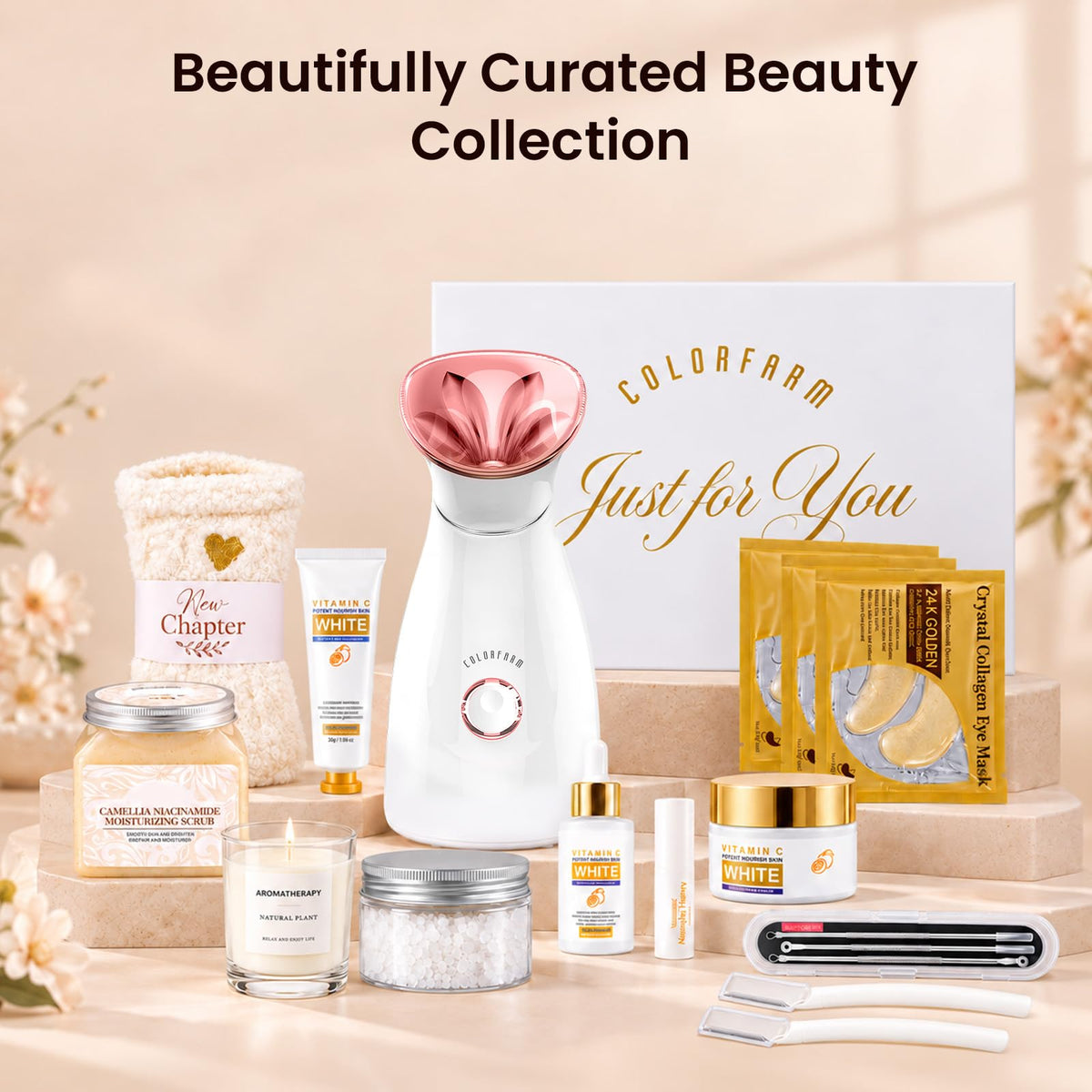 Facial Steamer Spa Gift Set with 11 Skin Care Essentials - colorfarm Official Imagery - 8