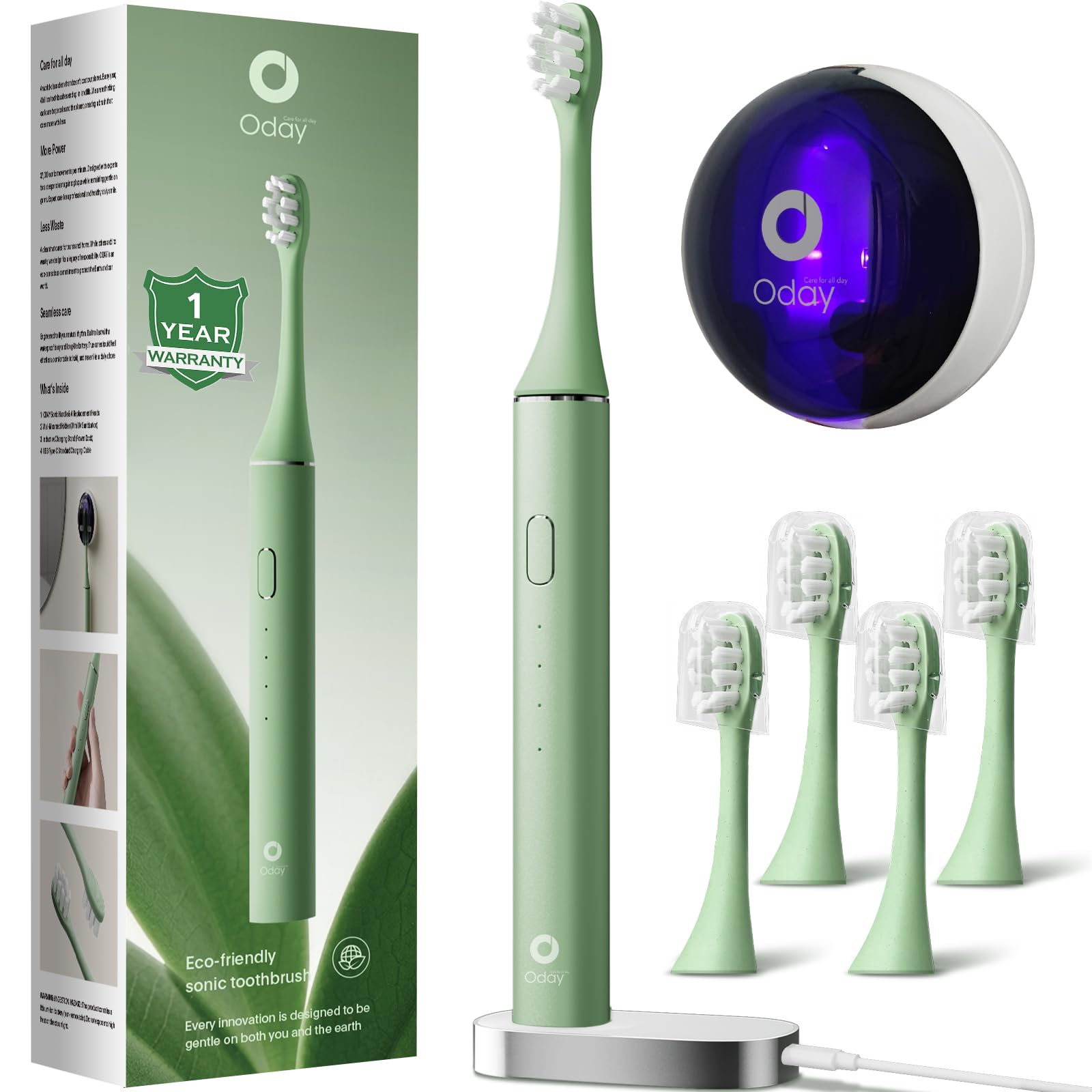 Oday Sonic Electric Toothbrush for Adults with Wall Mounted UV - Product Imagery