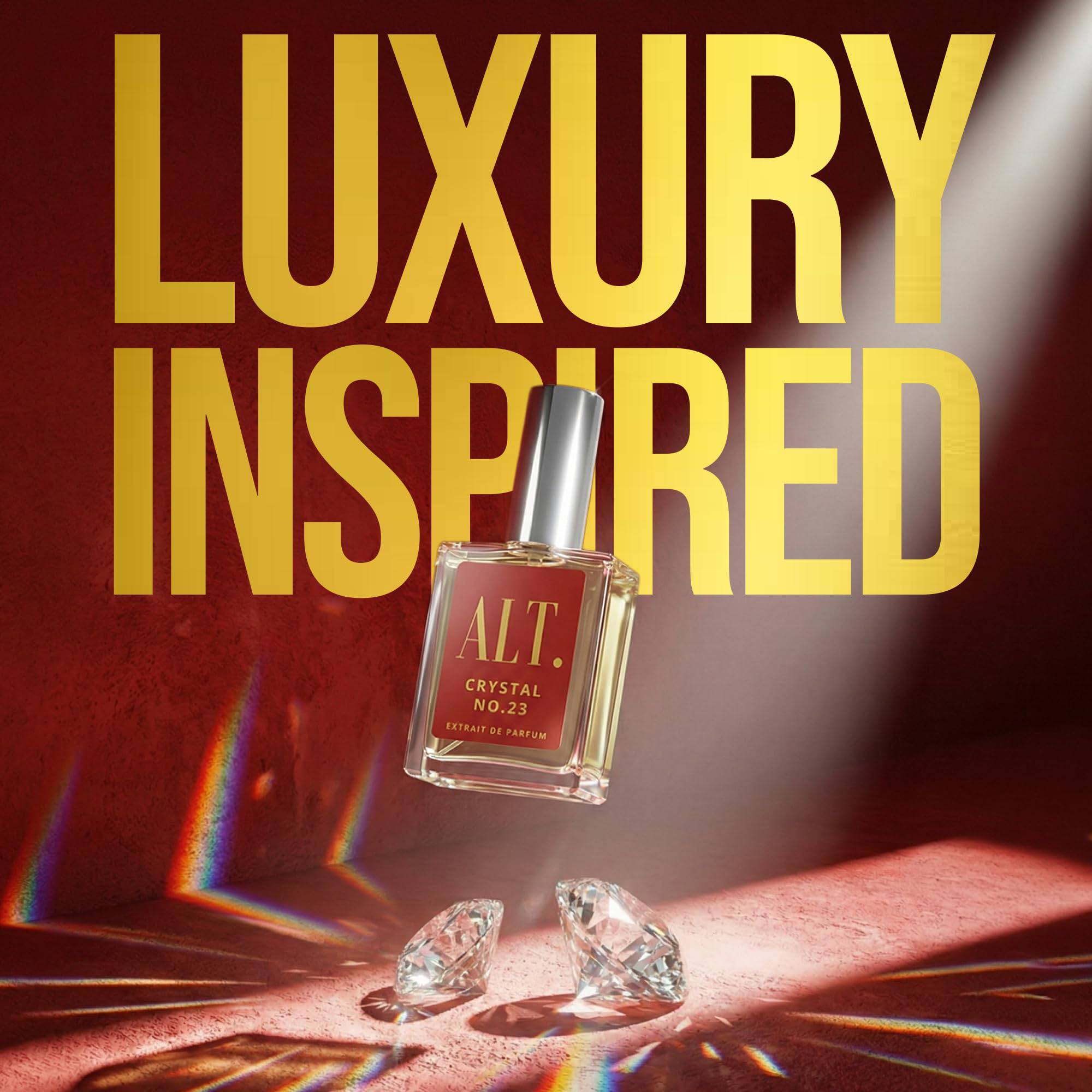 ALT. Fragrances Crystal No. 23 unisex extrait perfume bottle, 60ml, elegant glass container with silver accents.