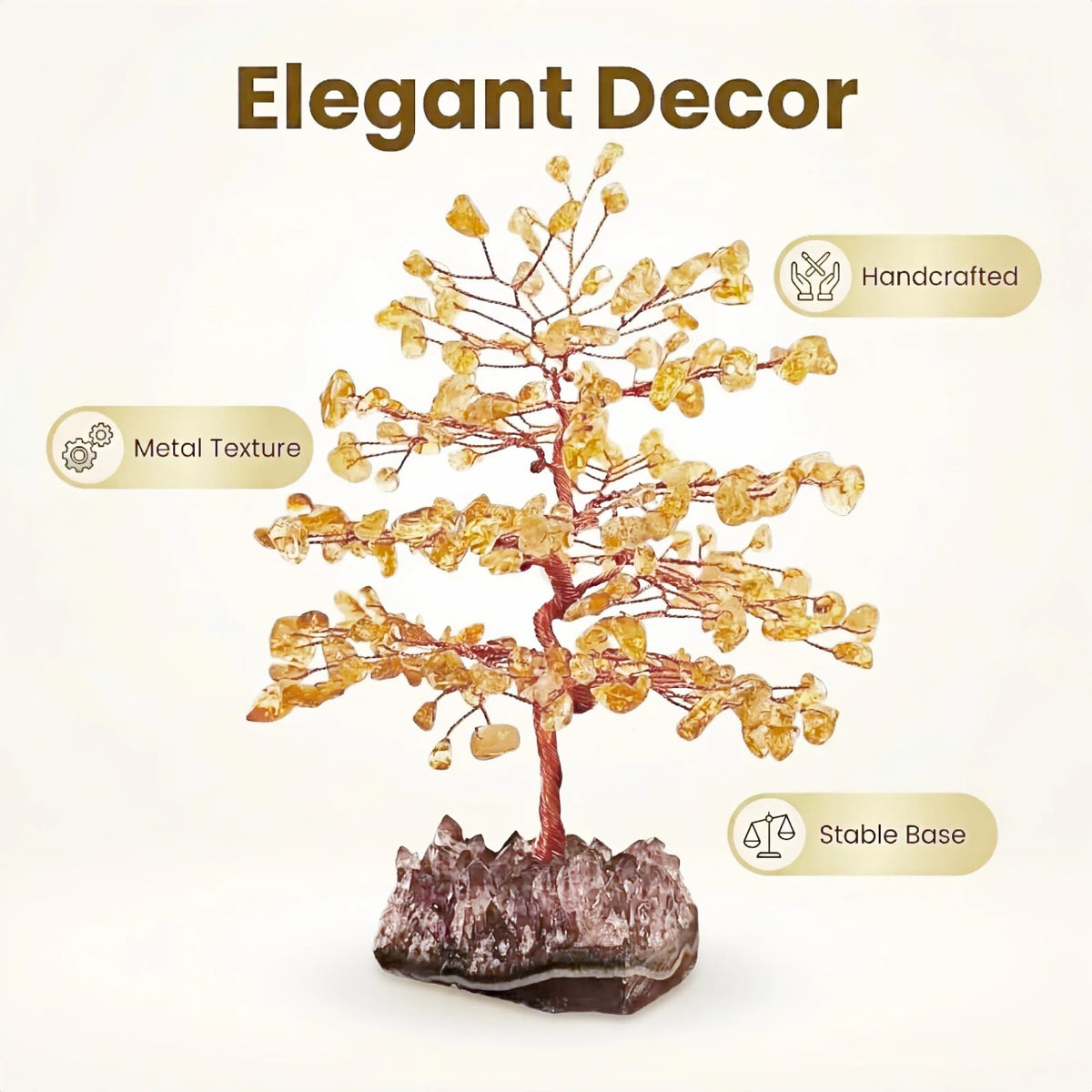 Natural Citrine Tree of Life Handmade Copper Wire Crystal - HauLife Official Imagery - 8