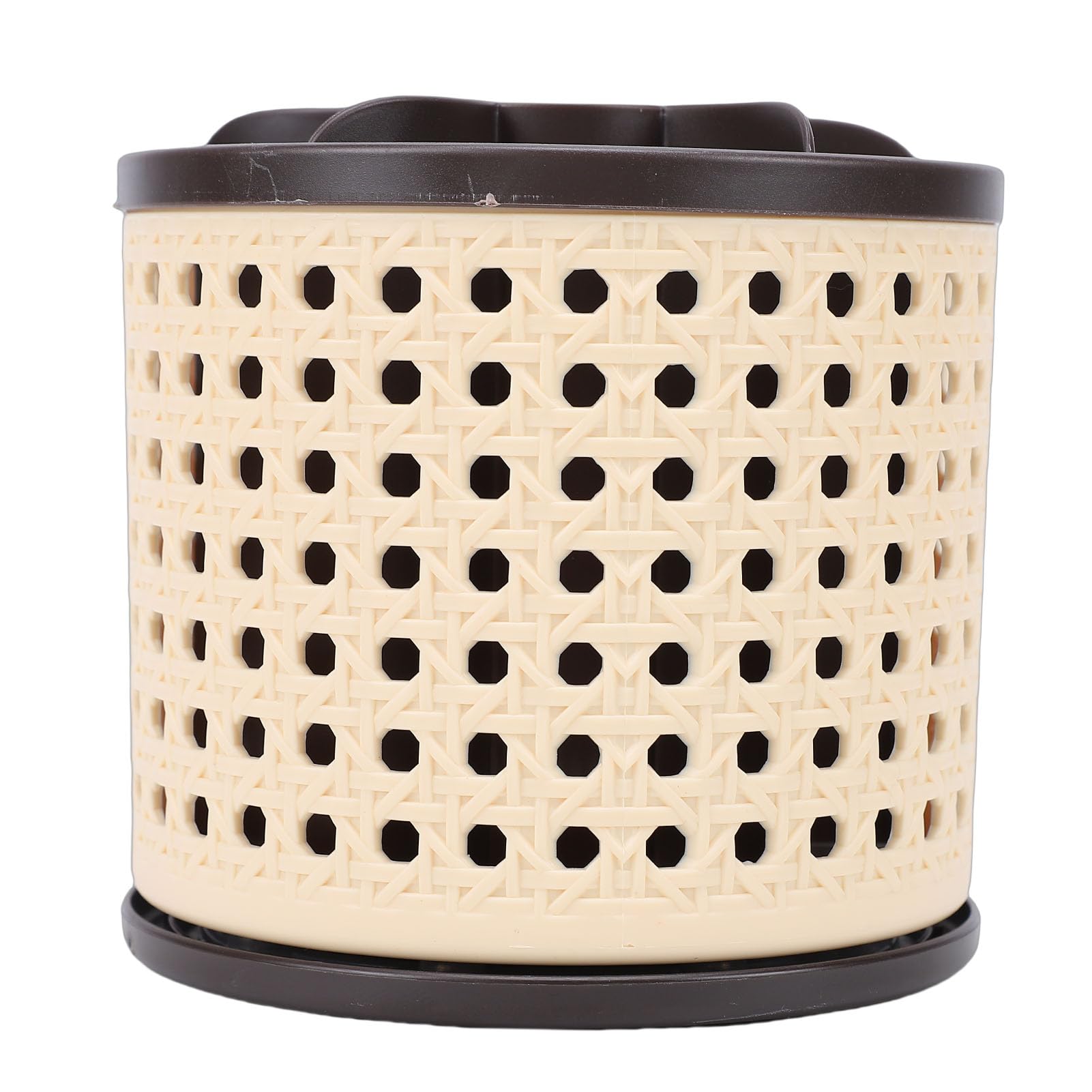 Serounder Makeup Brush Holder Organizer Spinning 360 Degree Rotating Storage Cup for Cosmetics Lipstick Office Supplies Plastic (Brown)