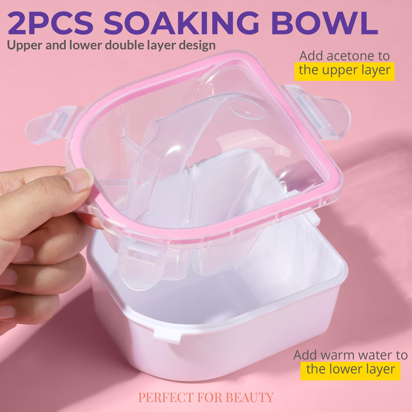 Teenitor 10Pcs Soak Off Bowl Nail Soaking Bowl Kit 2 Nail Soaking Bowl Acetone Proof Soak Off Gel Polish Remover Bowl, Manicure Bowl Cuticle Peeler Scraper Cuticle Oil Nail File Buffer Brush