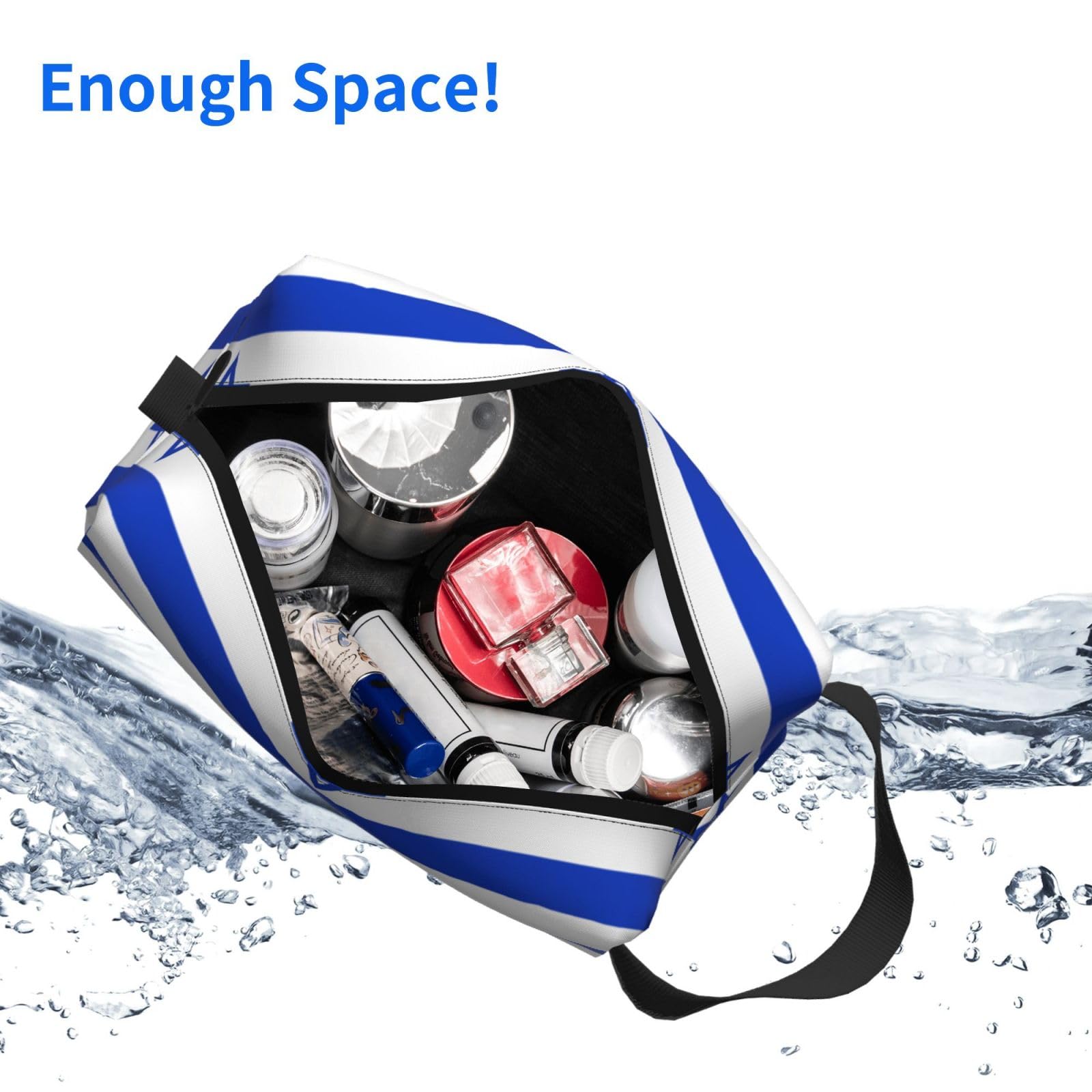 SXZVVBN Israeli flag large capacity travel toiletry bag made of durable Oxford cloth, ideal for cosmetics and makeup organization.