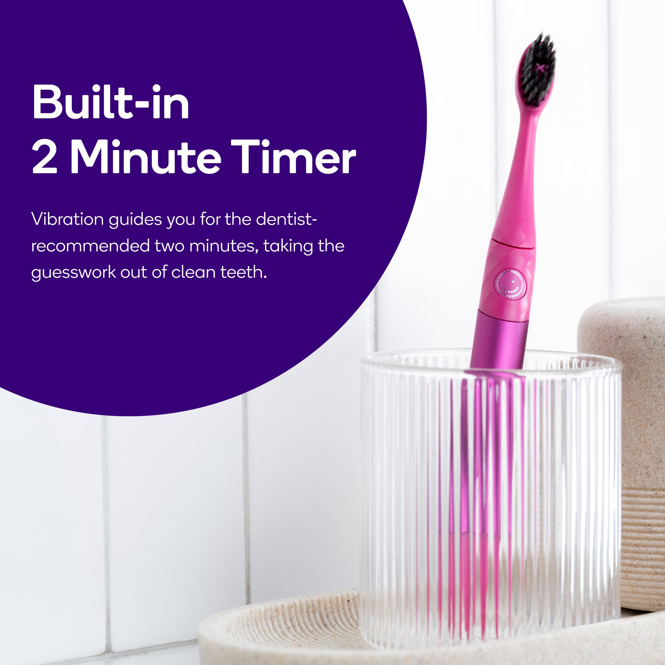 Burst Nova Sonic Toothbrush 2-pack with pink and blue handles, designed for teeth whitening and effective oral cleaning.
