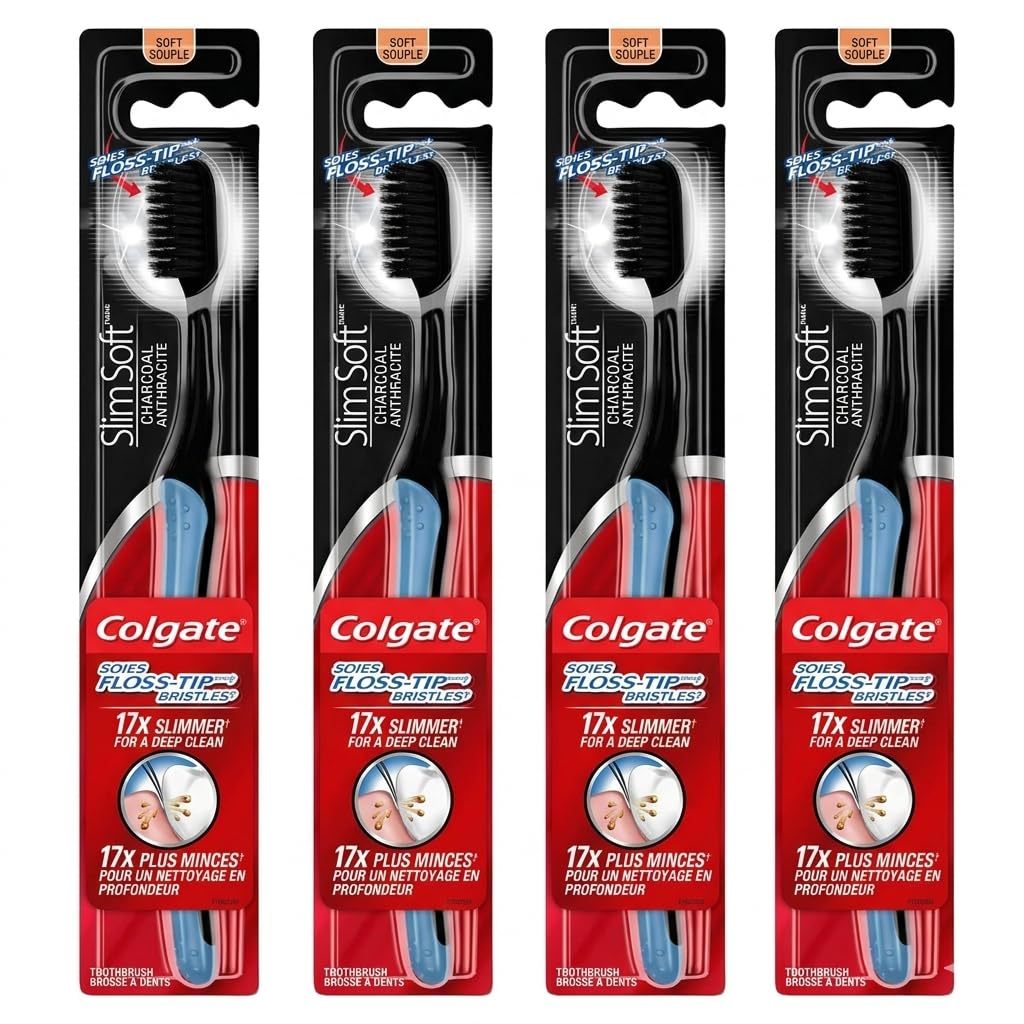 Colgate Slimsoft Charcoal Toothbrush | Combo Pack of 4 - Product Imagery