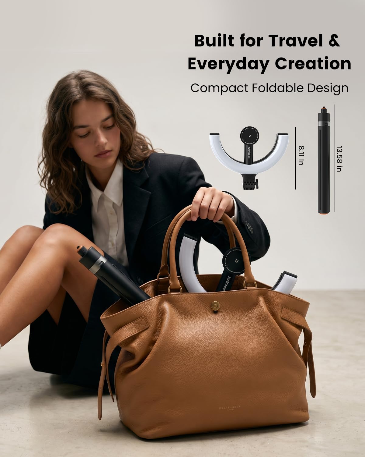 KraftGeek Ring Light with Stand, Magnetic Phone Tripod with Light – packaging and label
