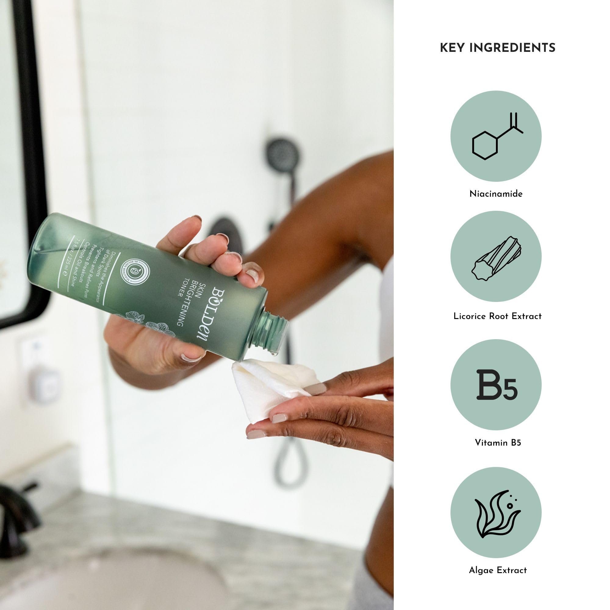 Bolden Skin Brightening Toner for Face - Exfoliating Toner for Oily Skin with AHA Glycolic Acid, Niacinamide & Hyaluronic Acid | Helps Reduce Breakouts, Fade Dark Spots & Refine Pores | 8.0 Fl Oz