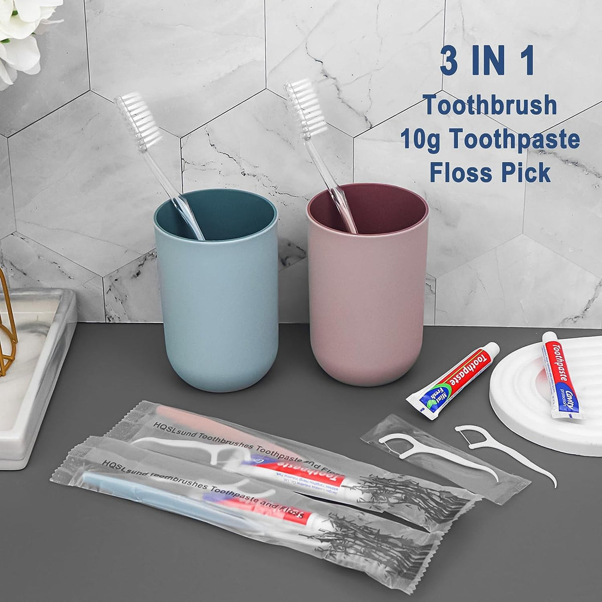 200pcs Disposable Toothbrushes with Toothpaste Floss 2 - HQSLsund Official Imagery - 4