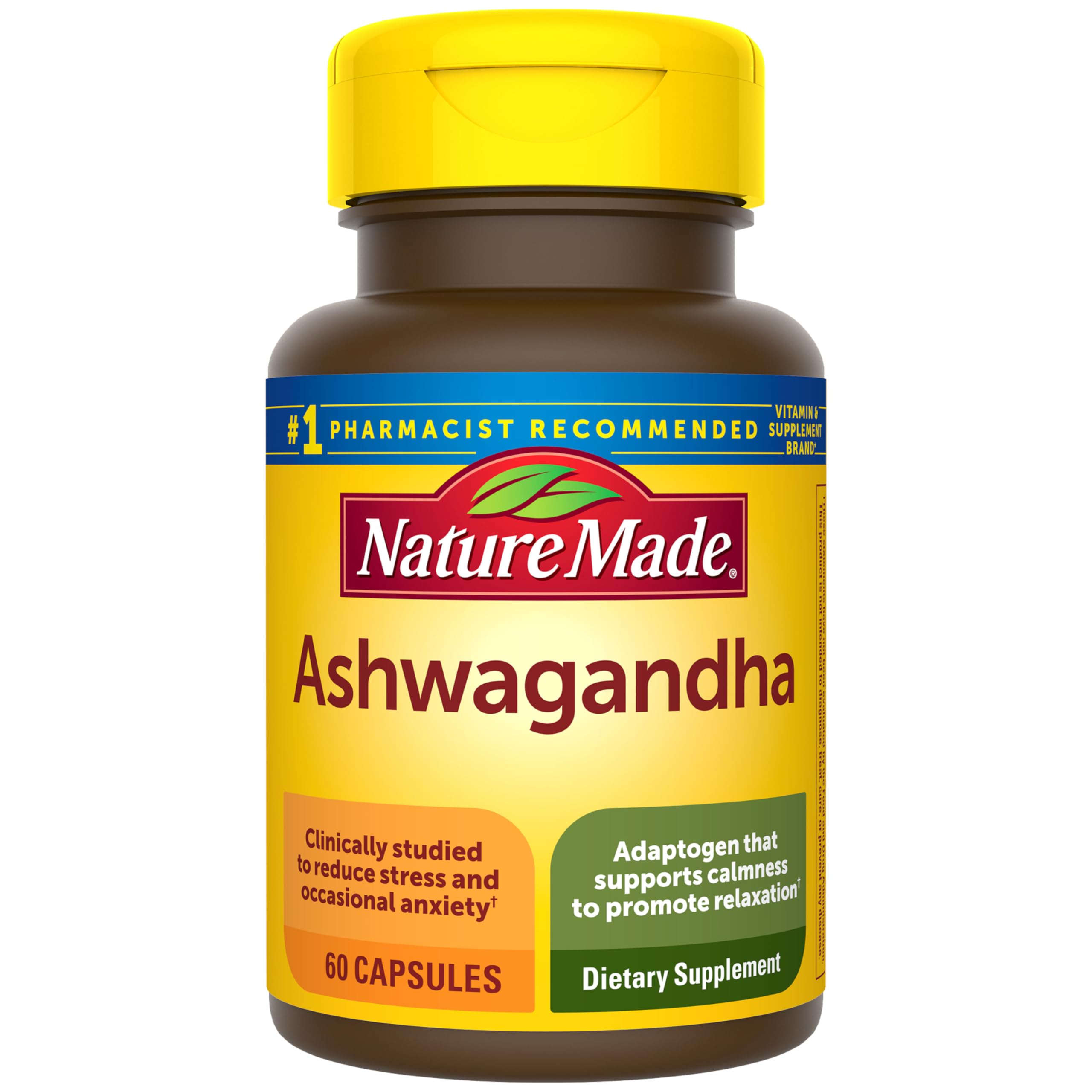 Nature Made Ashwagandha Capsules 125mg for Stress Support, 60 - Product Imagery