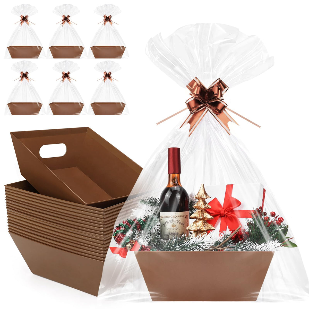20PACK brown Baskets For Gifts Empty 10 x 8 Thick Gift - AFOROEOA Official Imagery - 1