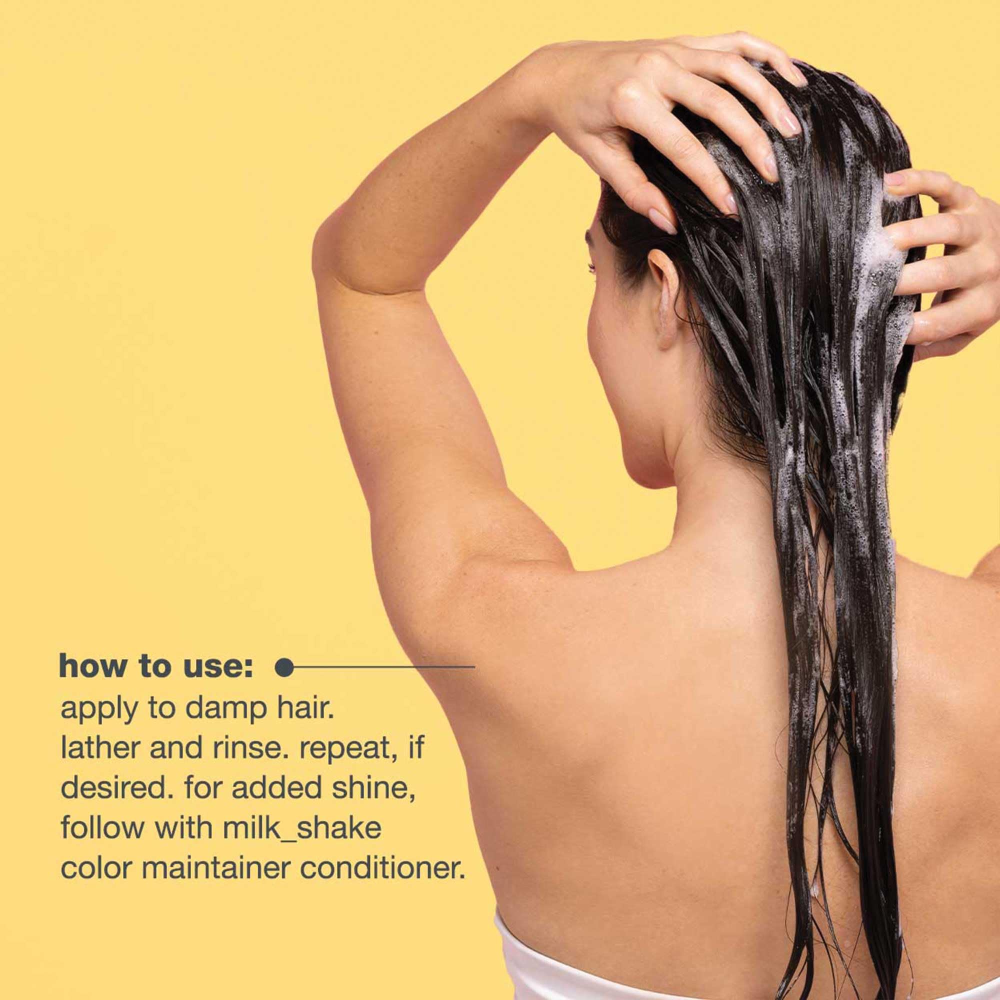 milk_shake Color Care Color Maintainer Shampoo bottle, 10.1 oz, with sleek packaging and label visible.