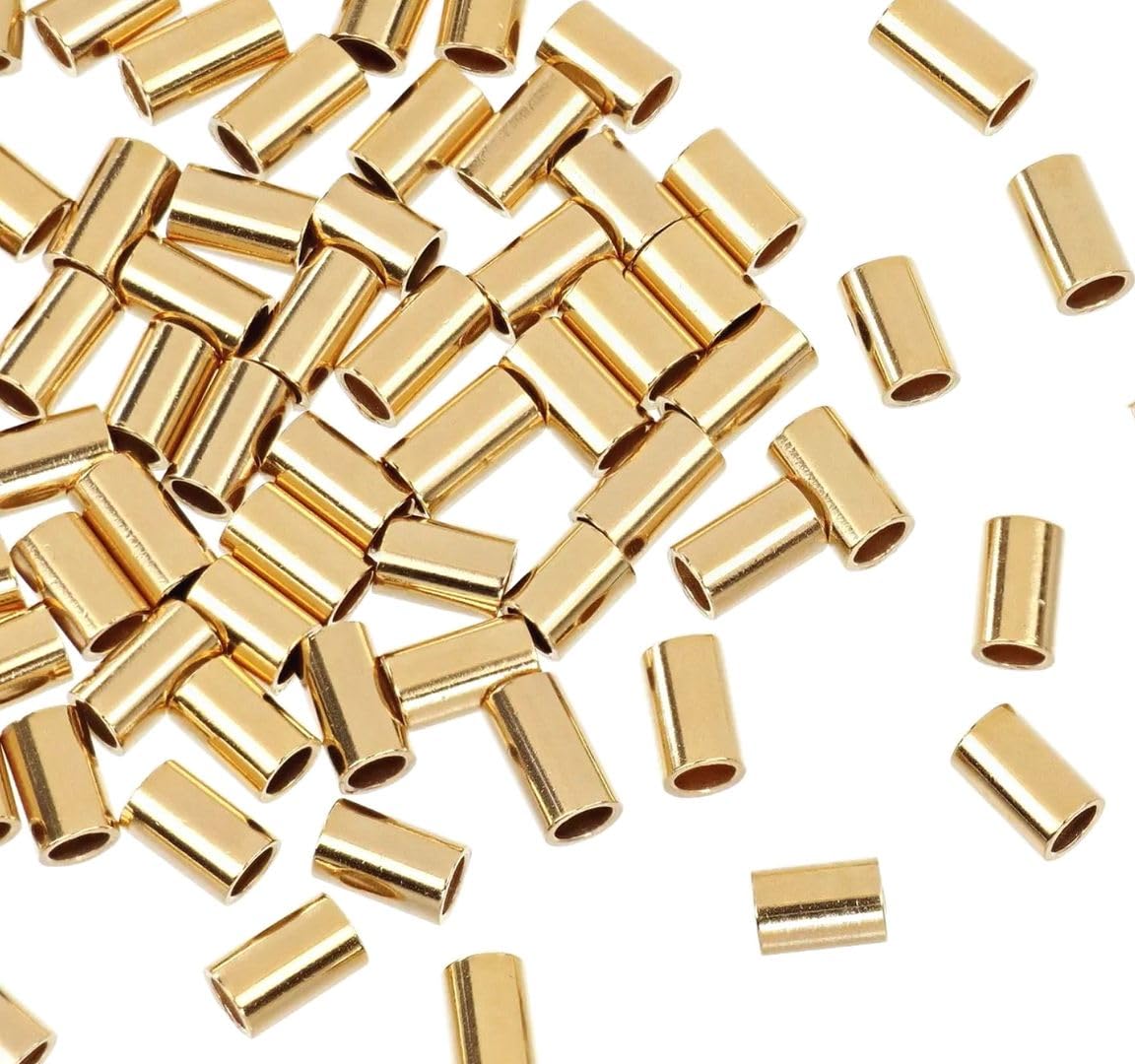 100pcs Adabele Real 1/20 14K Gold Filled Crimp Tube Beads 3x2mm Tiny – product photo (Beads &amp; Bead Assortments)