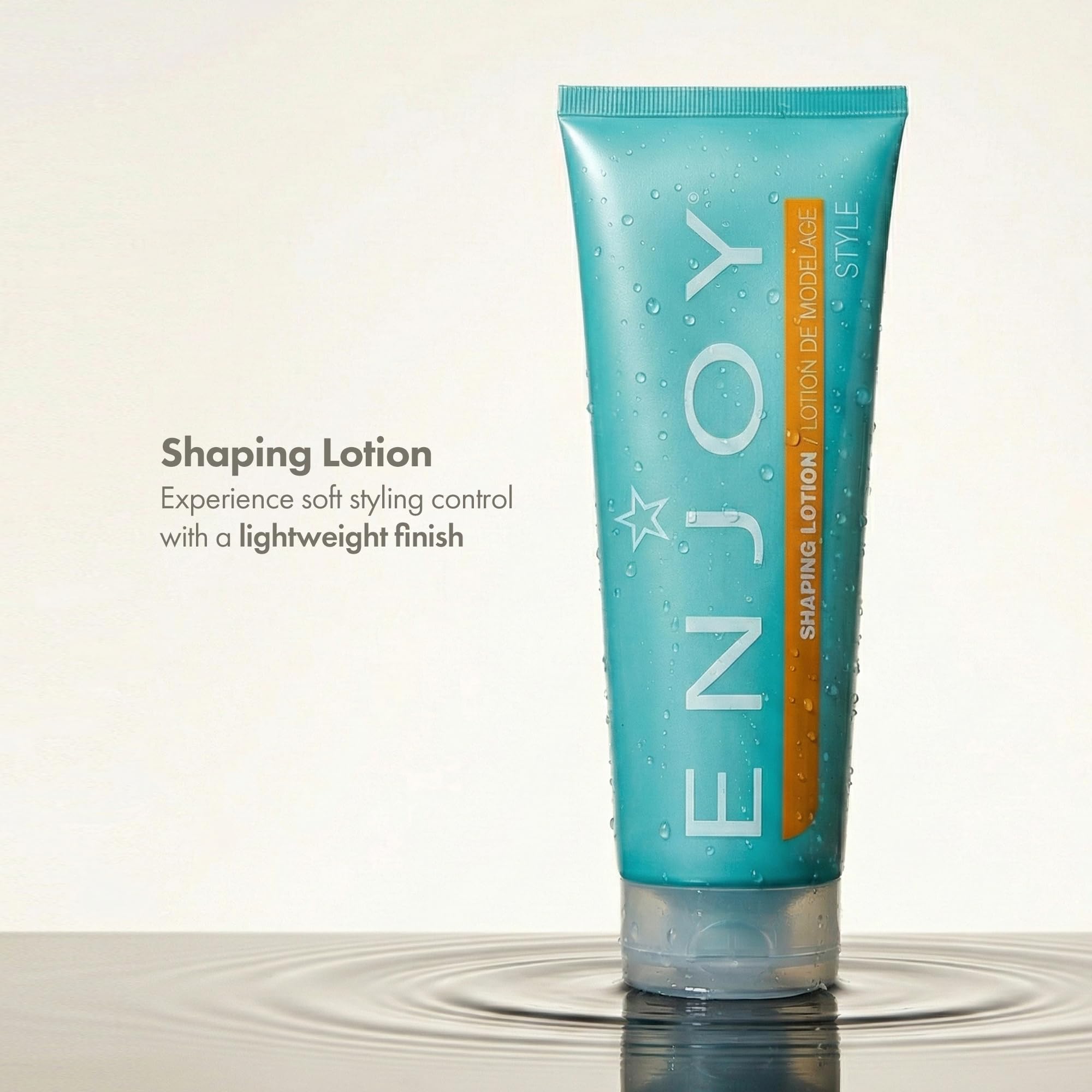 Enjoy Shaping Lotion lightweight styling cream for curls, texture, shine, and bouncy hold in an 8 oz bottle.