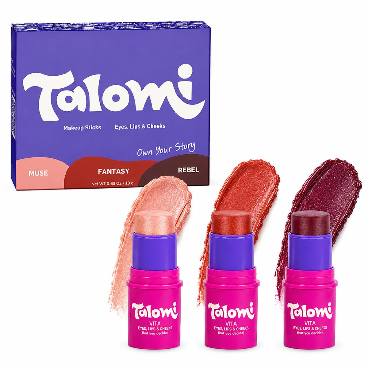 TALOMI Non Toxic Natural Makeup Stick for Little Girls, Dermatologist Tested 3-Piece Set, Made in USA – product photo (D