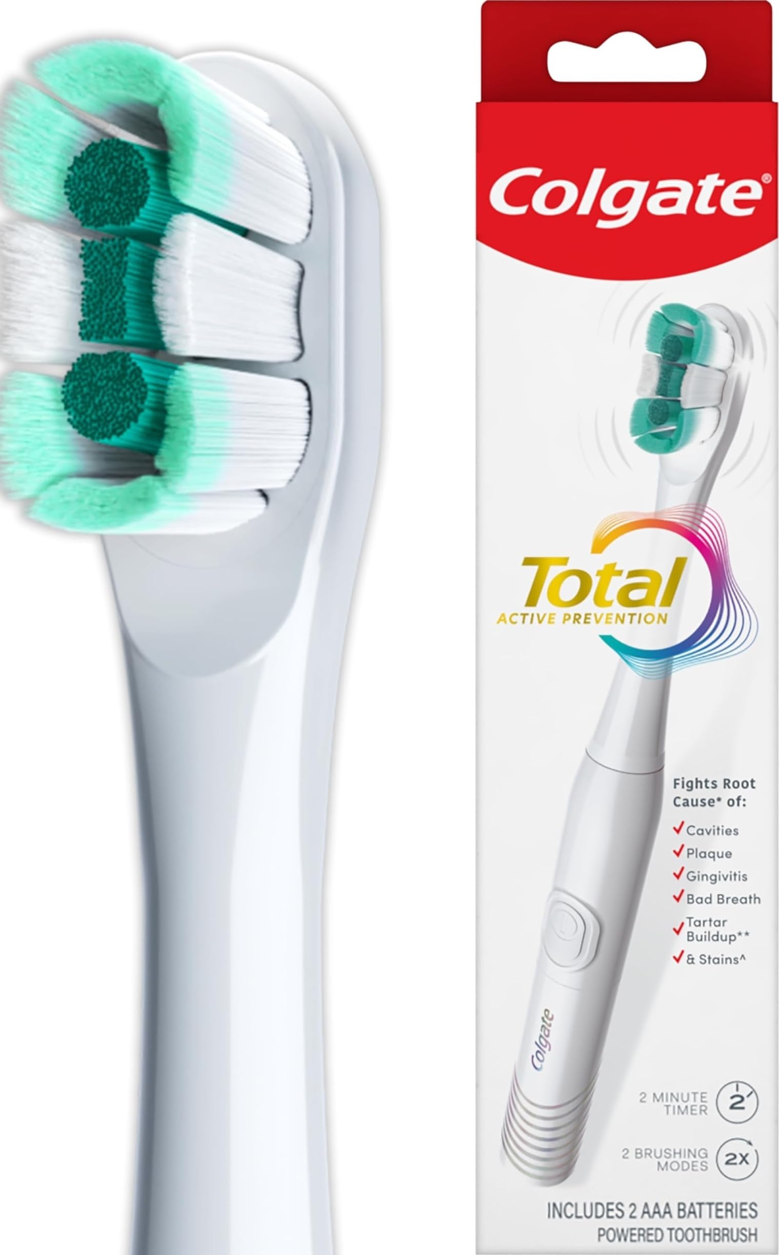 Colgate Total Adult Battery Powered Electric Toothbrush, White, - Product Imagery