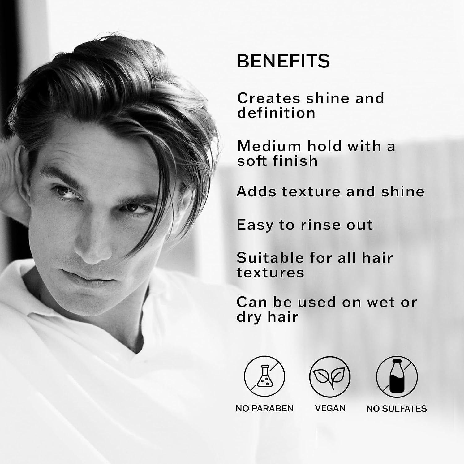 SACHAJUAN Hair Wax Men with medium hold, shine, and definition in a 2.7oz container, showing the styling wax and product label.