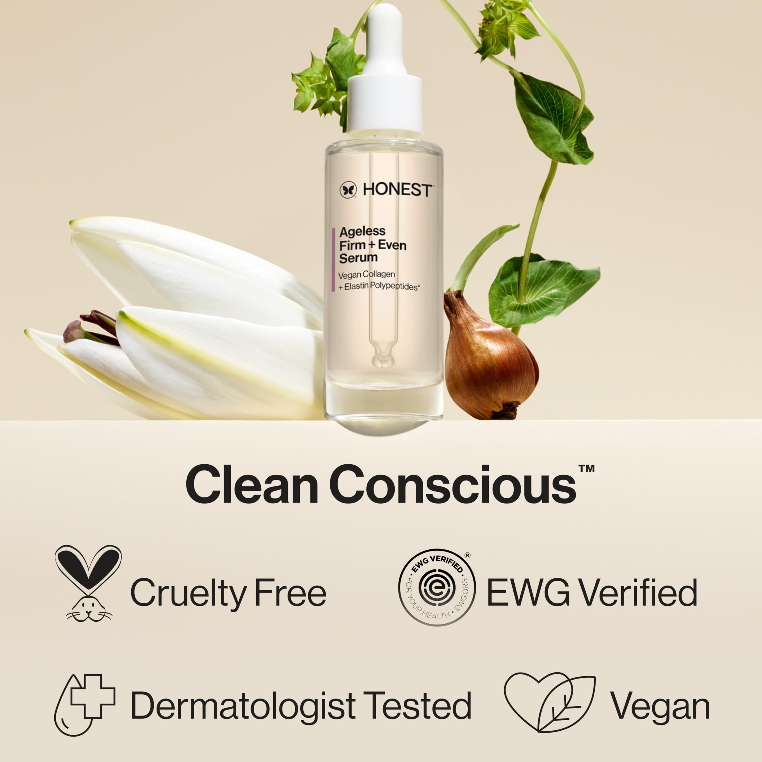 Honest Beauty Ageless Firm Even Serum Vegan Collagen 1 fl oz