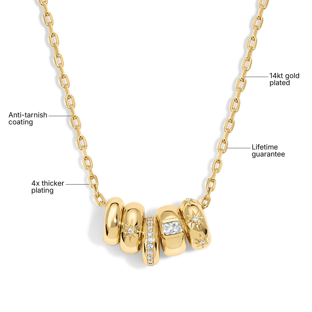 Electric Picks Oak Necklace, 14K Gold Plated Crystal Necklace for Women – packaging and label