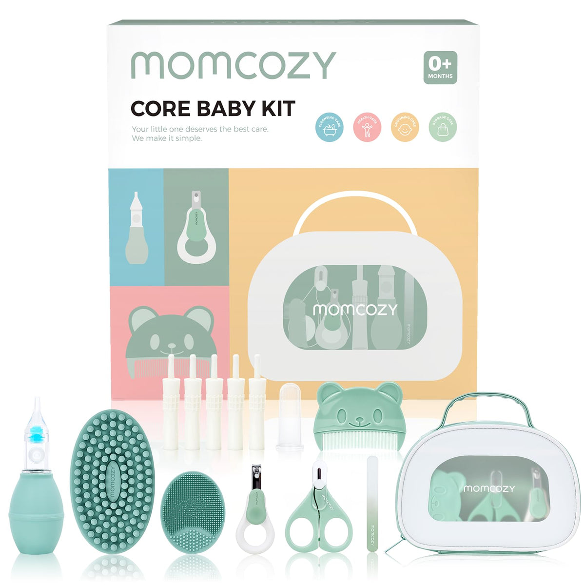 Momcozy Core Baby Kit, Basic Baby Shower Gift & Registry Essential Kit – Green, Silicone, Core Baby Kit
