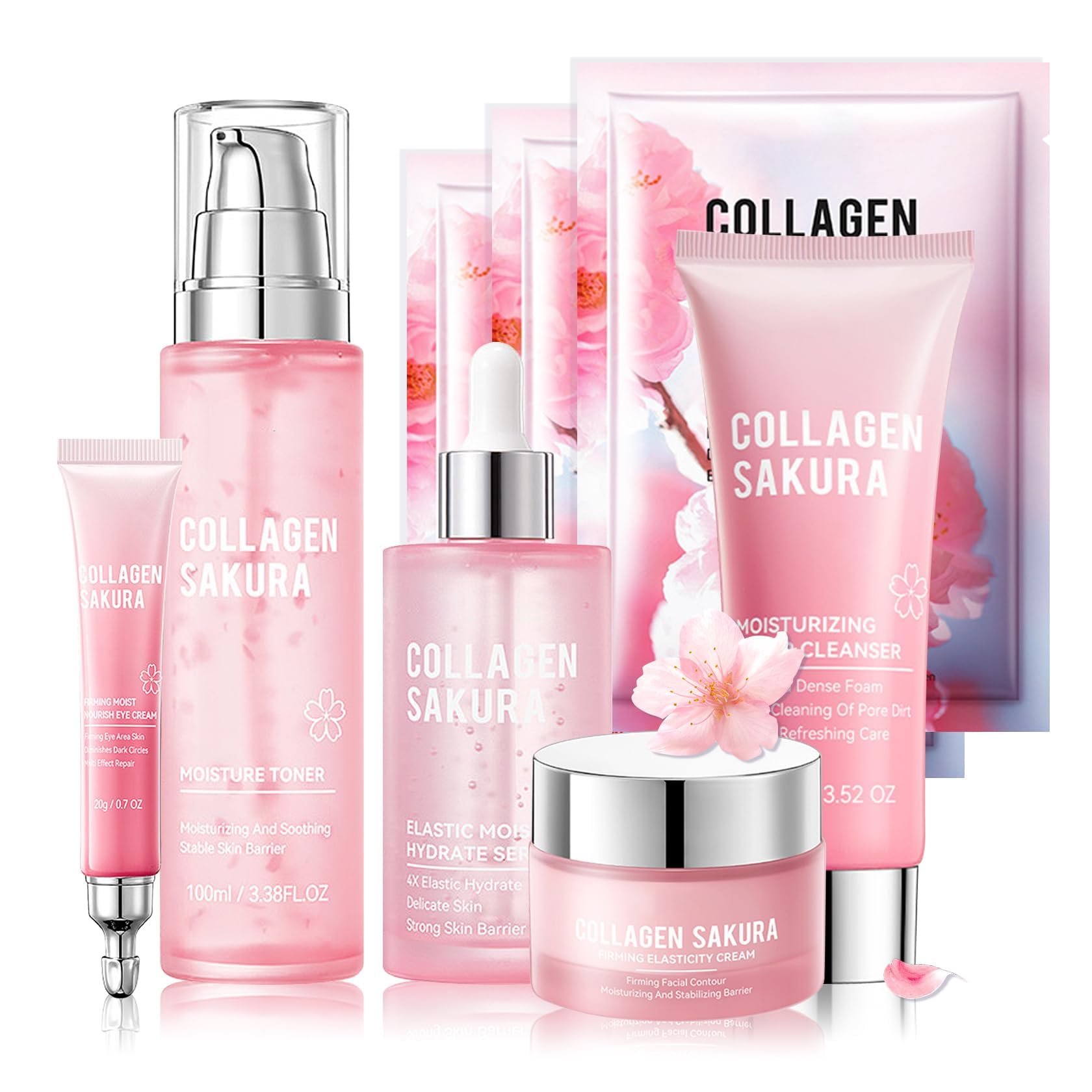 Skin Care Set-Travel Skincare Kit-Collagen Sakura Set with - Product Imagery
